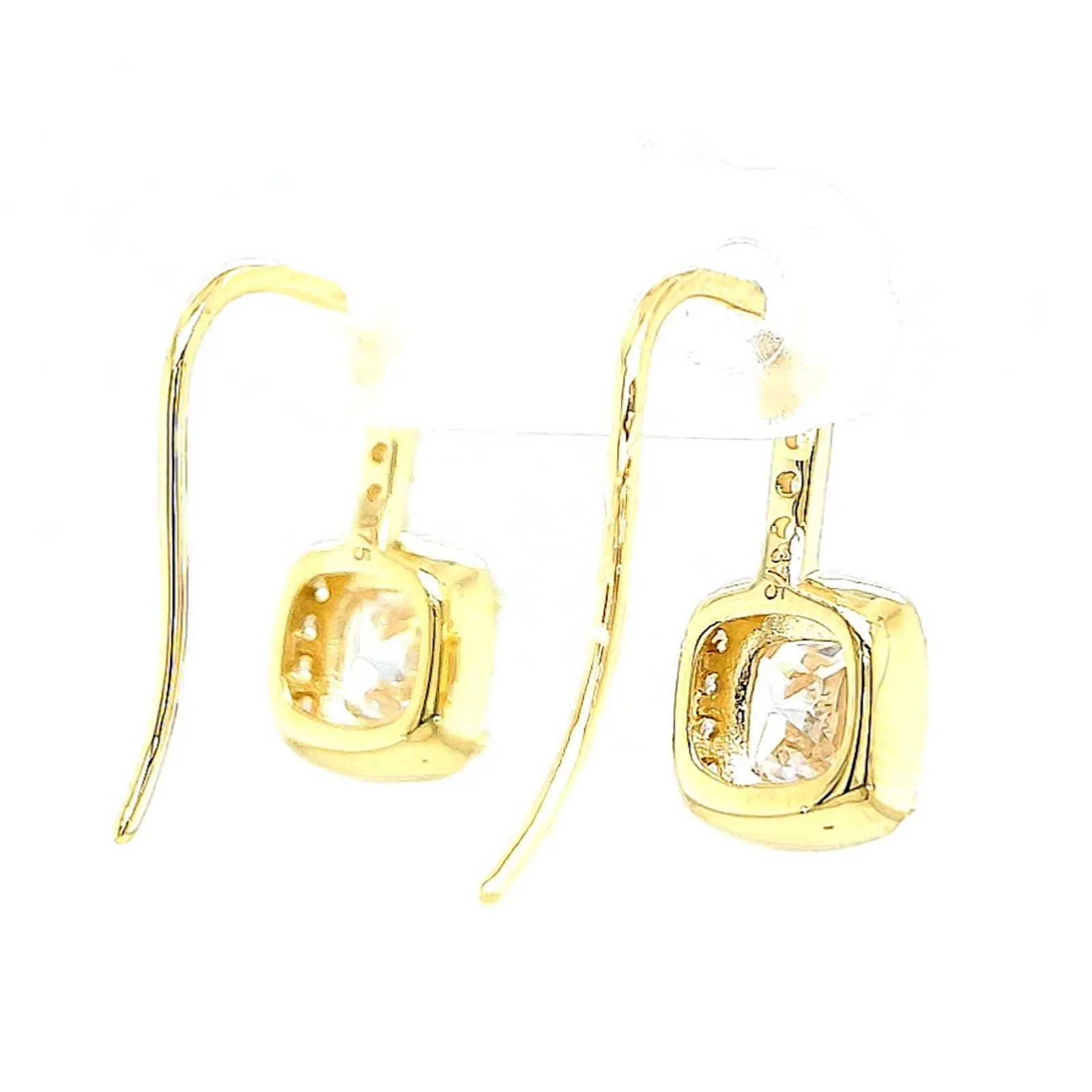 HUSH 9ct Yellow Gold Cushion & Round Brilliant Cut with 2.40 CARAT tw of Diamond Simulants Drop Earrings - Image 47