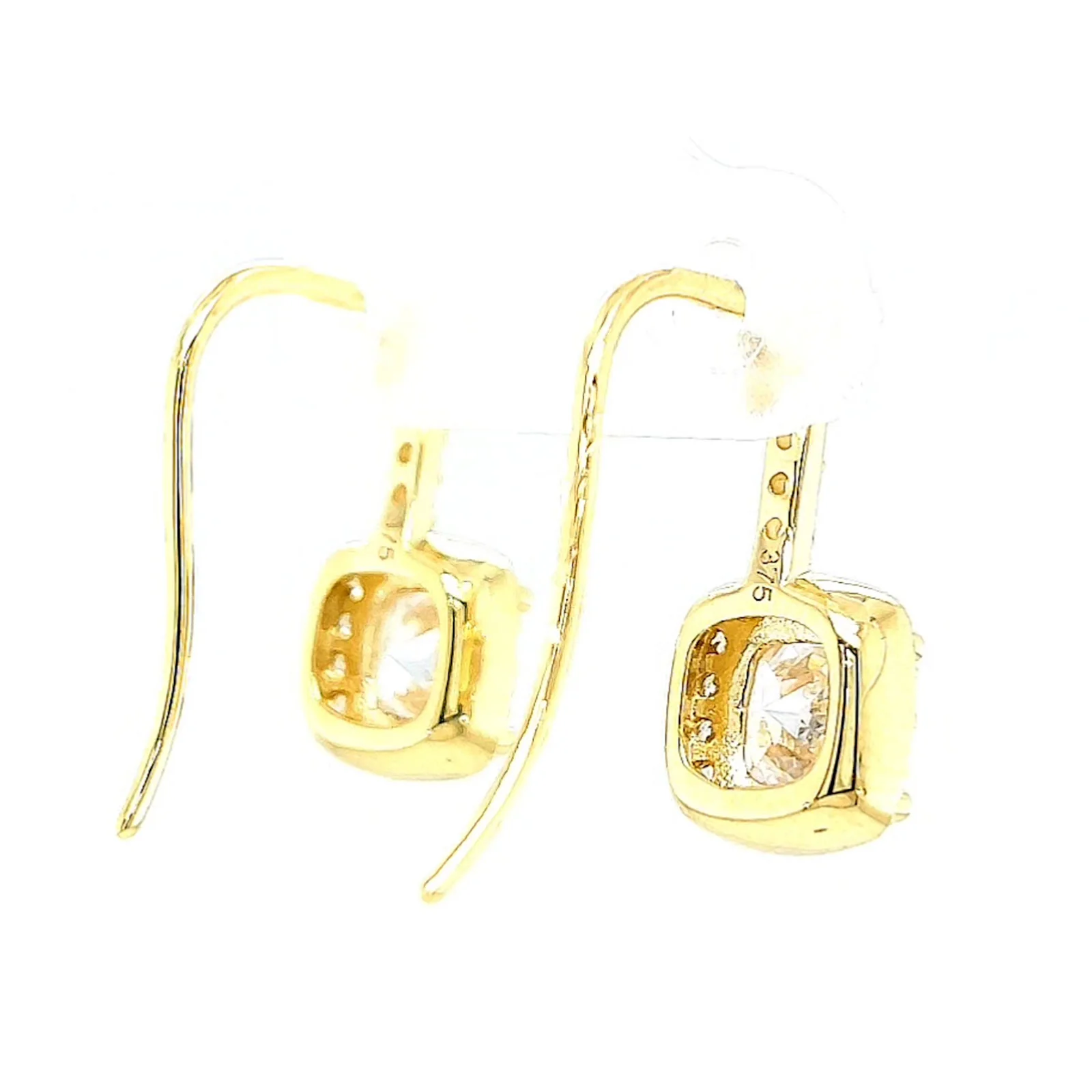 HUSH 9ct Yellow Gold Cushion & Round Brilliant Cut with 2.40 CARAT tw of Diamond Simulants Drop Earrings - Image 48