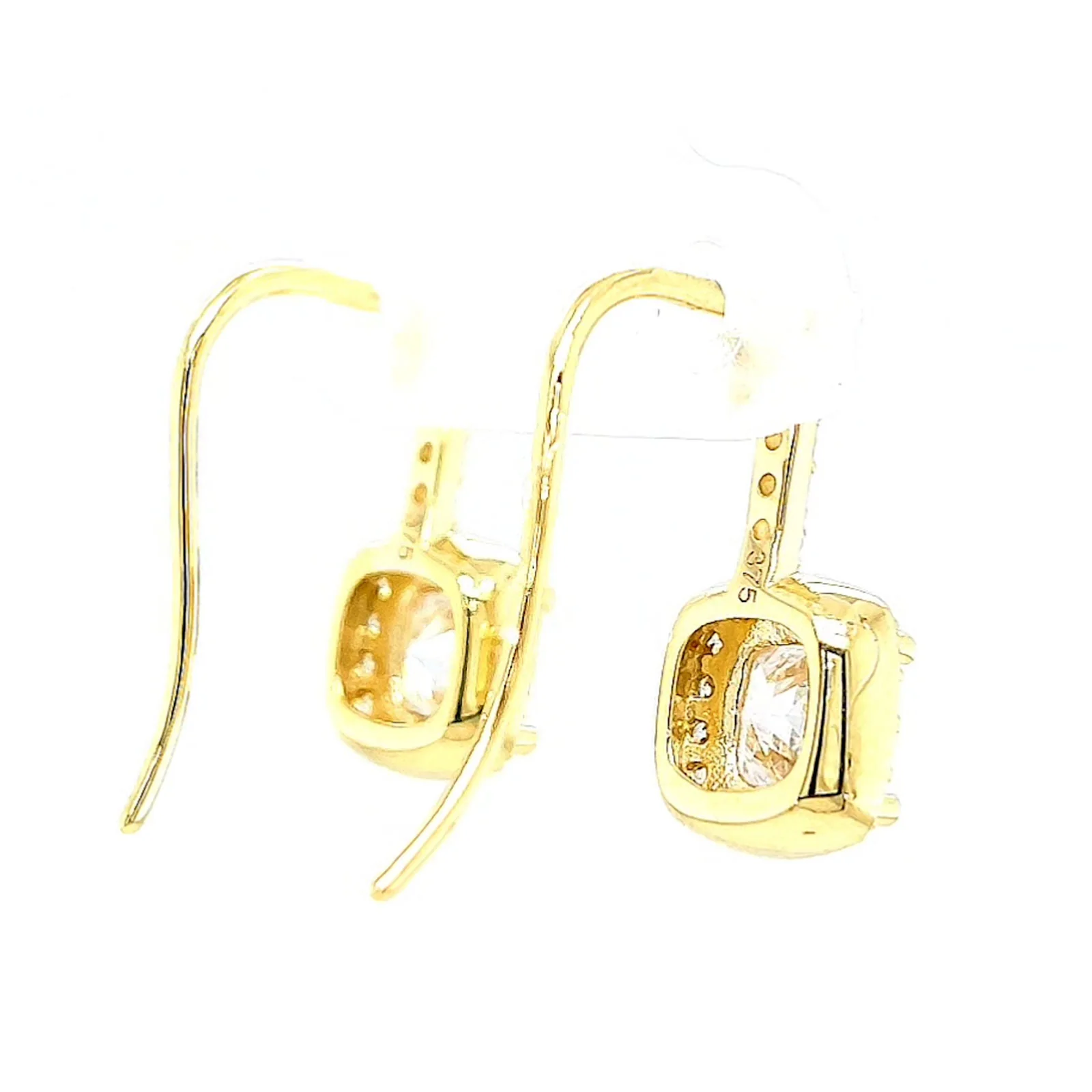 HUSH 9ct Yellow Gold Cushion & Round Brilliant Cut with 2.40 CARAT tw of Diamond Simulants Drop Earrings - Image 49