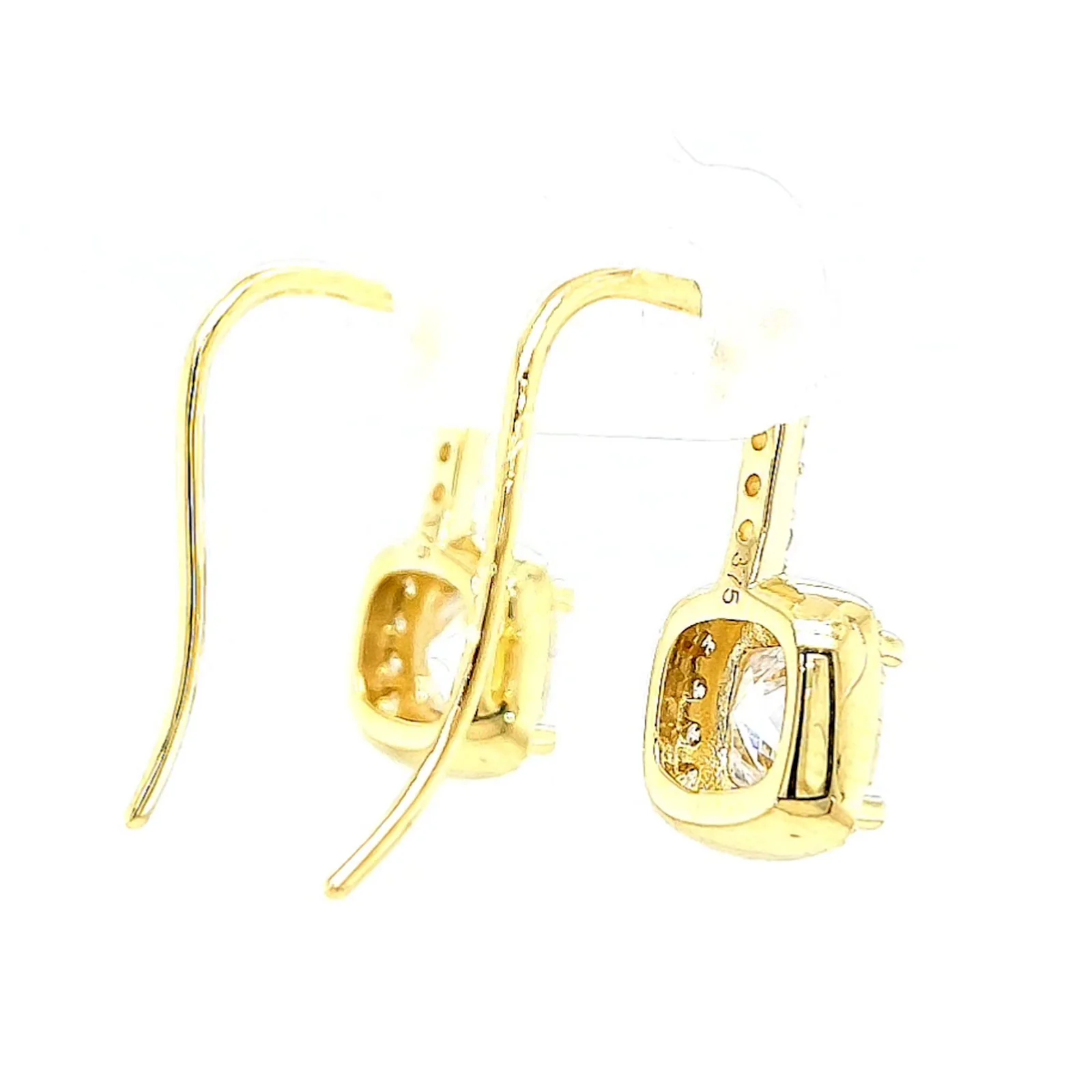 HUSH 9ct Yellow Gold Cushion & Round Brilliant Cut with 2.40 CARAT tw of Diamond Simulants Drop Earrings - Image 50