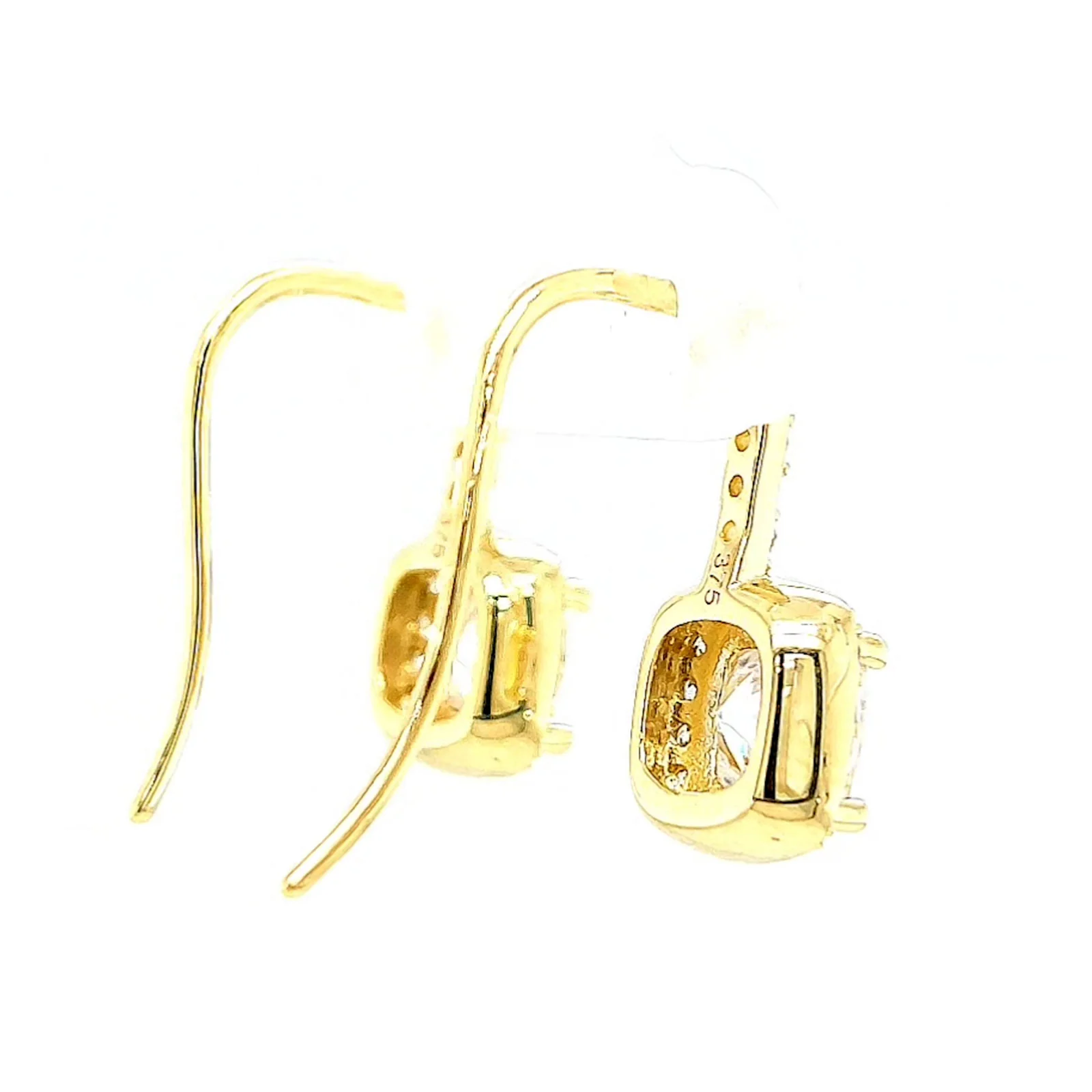 HUSH 9ct Yellow Gold Cushion & Round Brilliant Cut with 2.40 CARAT tw of Diamond Simulants Drop Earrings - Image 51