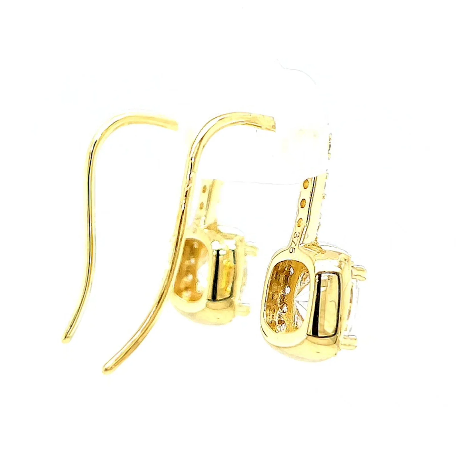 HUSH 9ct Yellow Gold Cushion & Round Brilliant Cut with 2.40 CARAT tw of Diamond Simulants Drop Earrings - Image 52