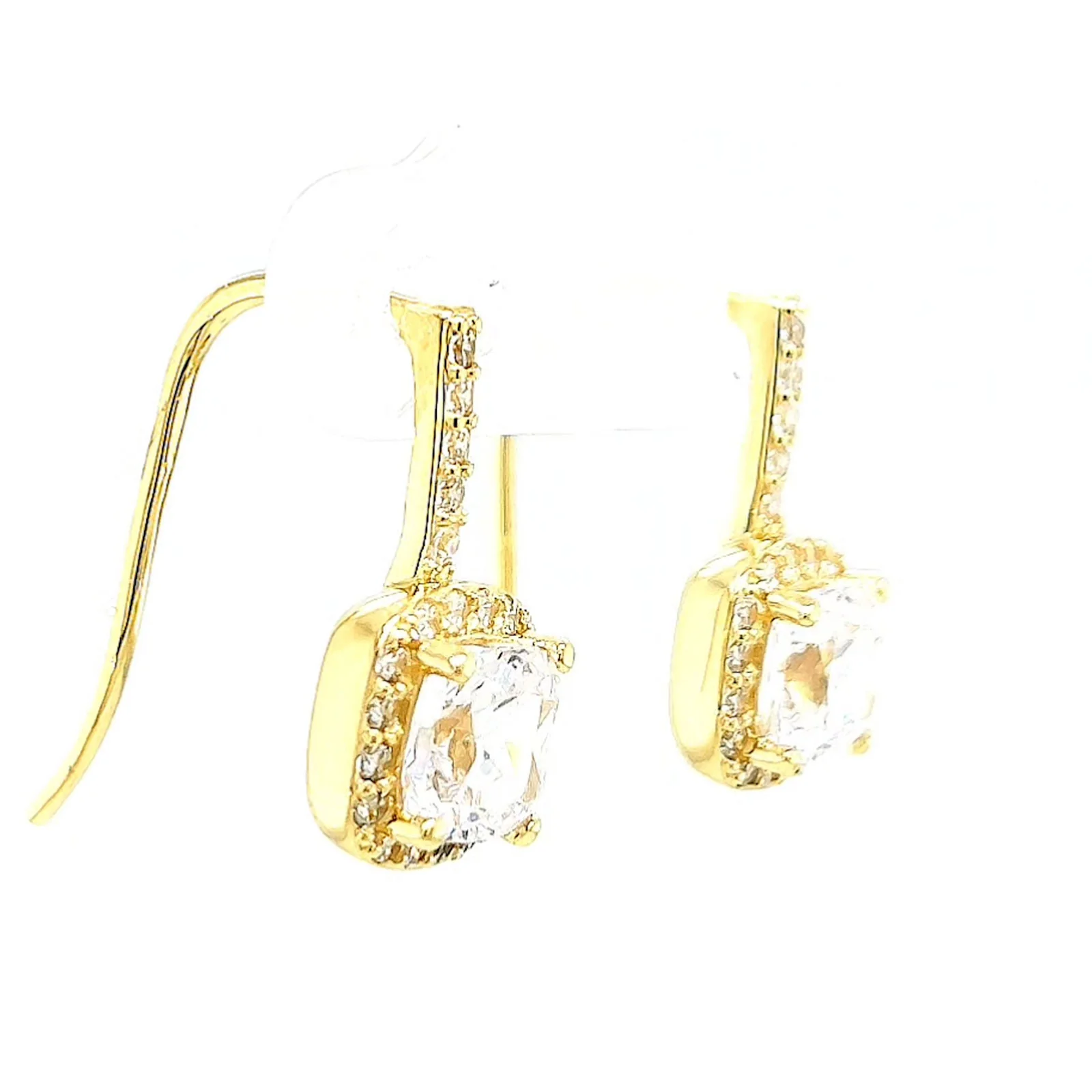 HUSH 9ct Yellow Gold Cushion & Round Brilliant Cut with 2.40 CARAT tw of Diamond Simulants Drop Earrings - Image 65