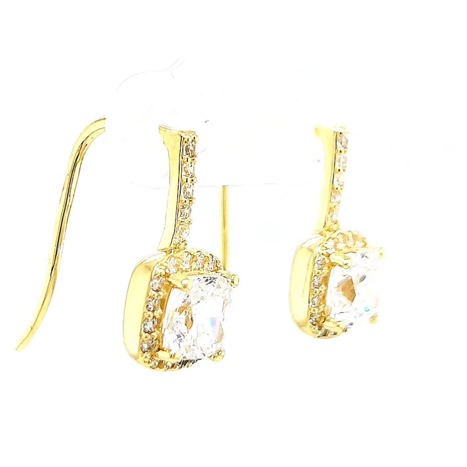 HUSH 9ct Yellow Gold Cushion & Round Brilliant Cut with 2.40 CARAT tw of Diamond Simulants Drop Earrings - Image 66