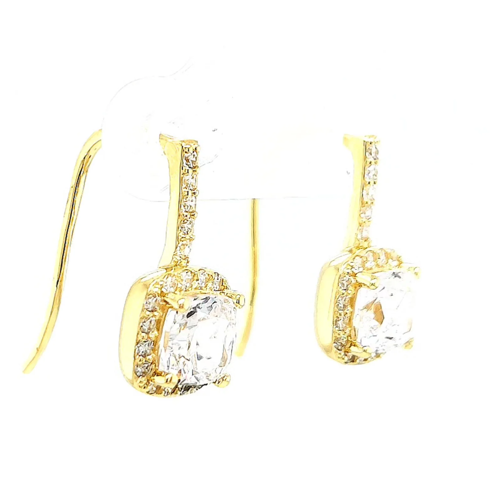 HUSH 9ct Yellow Gold Cushion & Round Brilliant Cut with 2.40 CARAT tw of Diamond Simulants Drop Earrings - Image 67