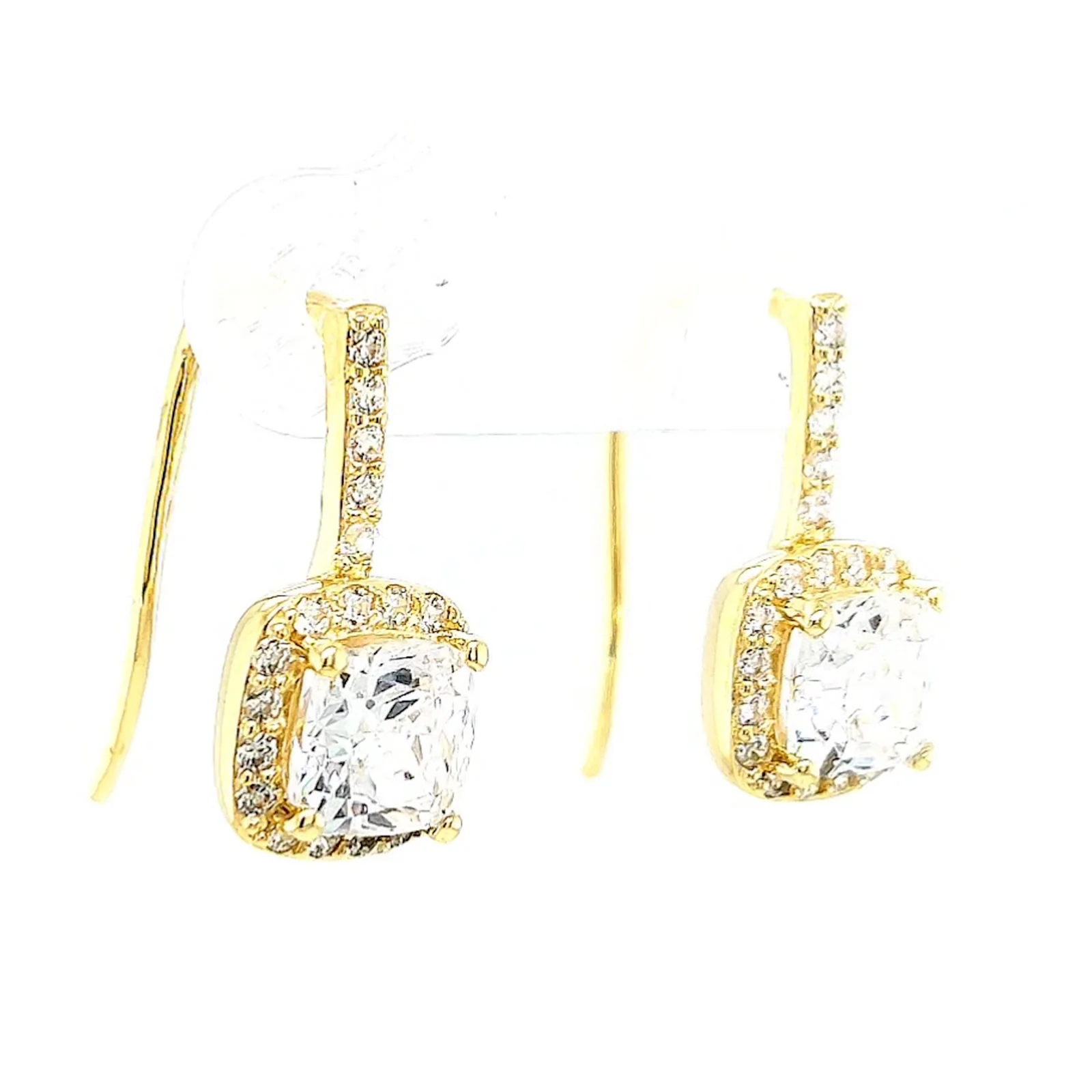 HUSH 9ct Yellow Gold Cushion & Round Brilliant Cut with 2.40 CARAT tw of Diamond Simulants Drop Earrings - Image 69