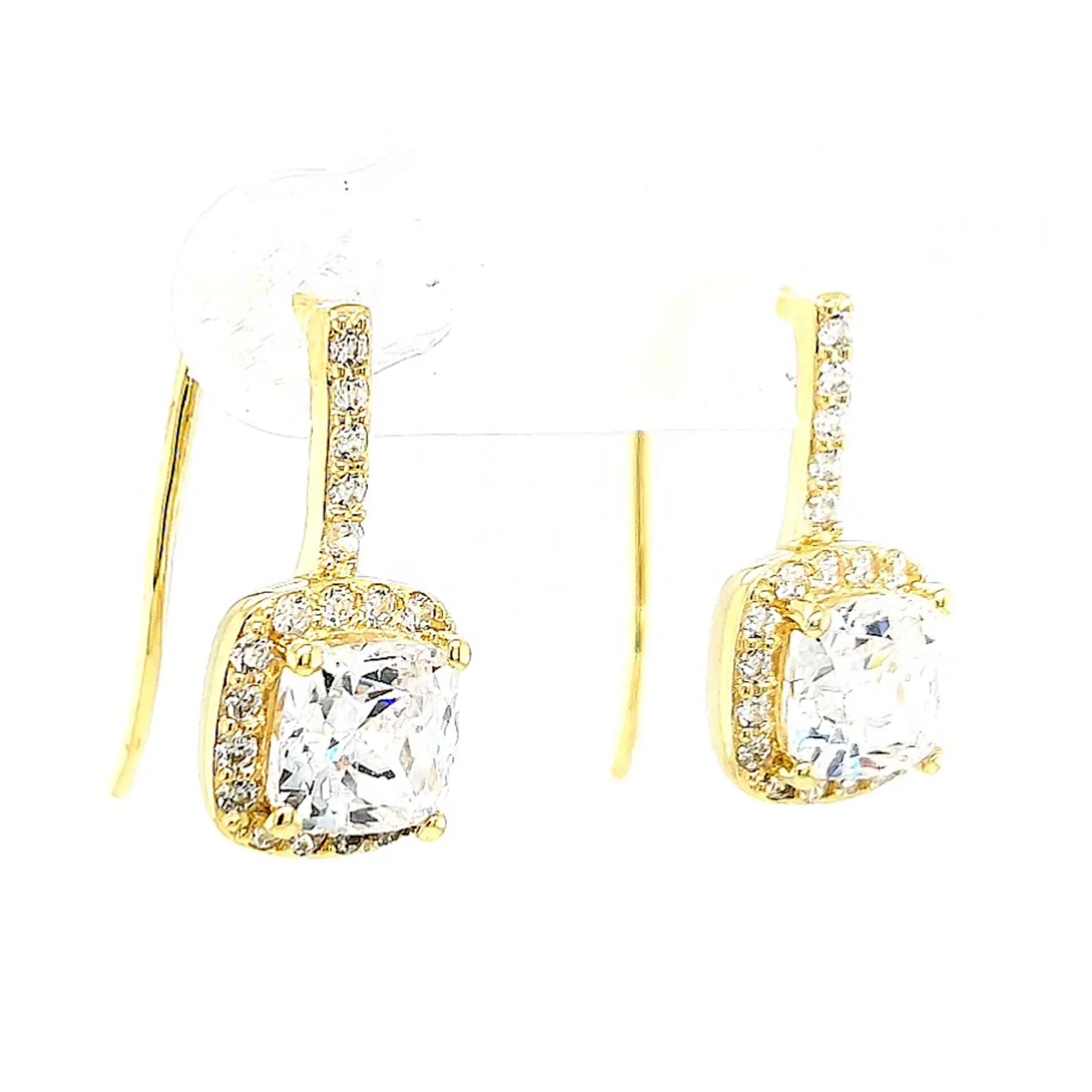 HUSH 9ct Yellow Gold Cushion & Round Brilliant Cut with 2.40 CARAT tw of Diamond Simulants Drop Earrings - Image 70
