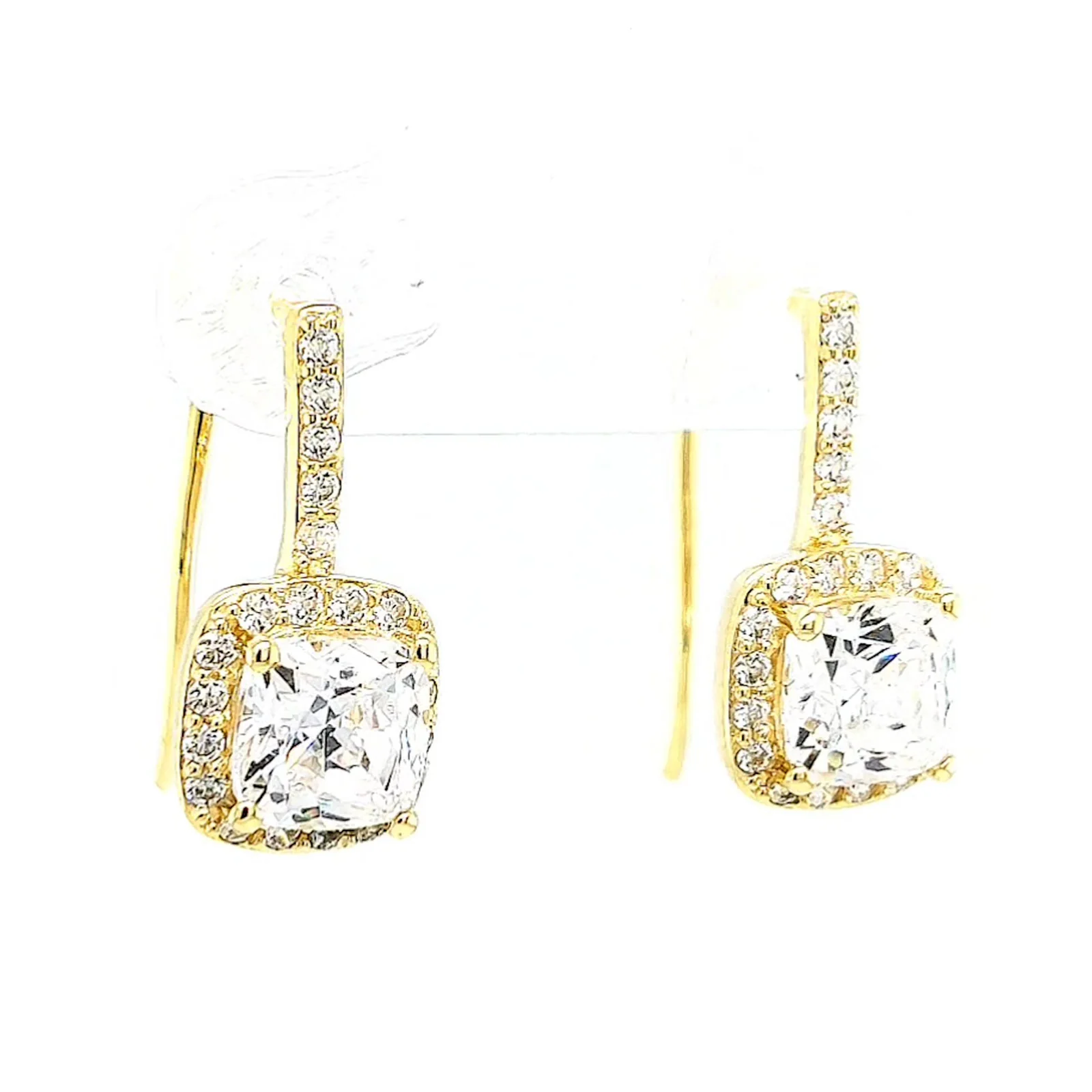 HUSH 9ct Yellow Gold Cushion & Round Brilliant Cut with 2.40 CARAT tw of Diamond Simulants Drop Earrings - Image 72