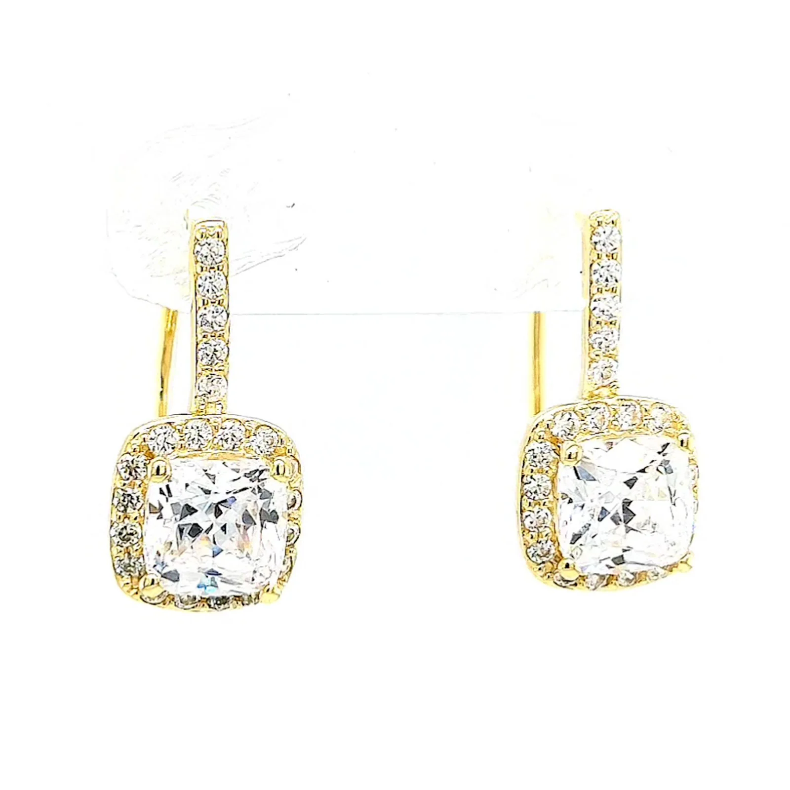 HUSH 9ct Yellow Gold Cushion & Round Brilliant Cut with 2.40 CARAT tw of Diamond Simulants Drop Earrings - Image 74