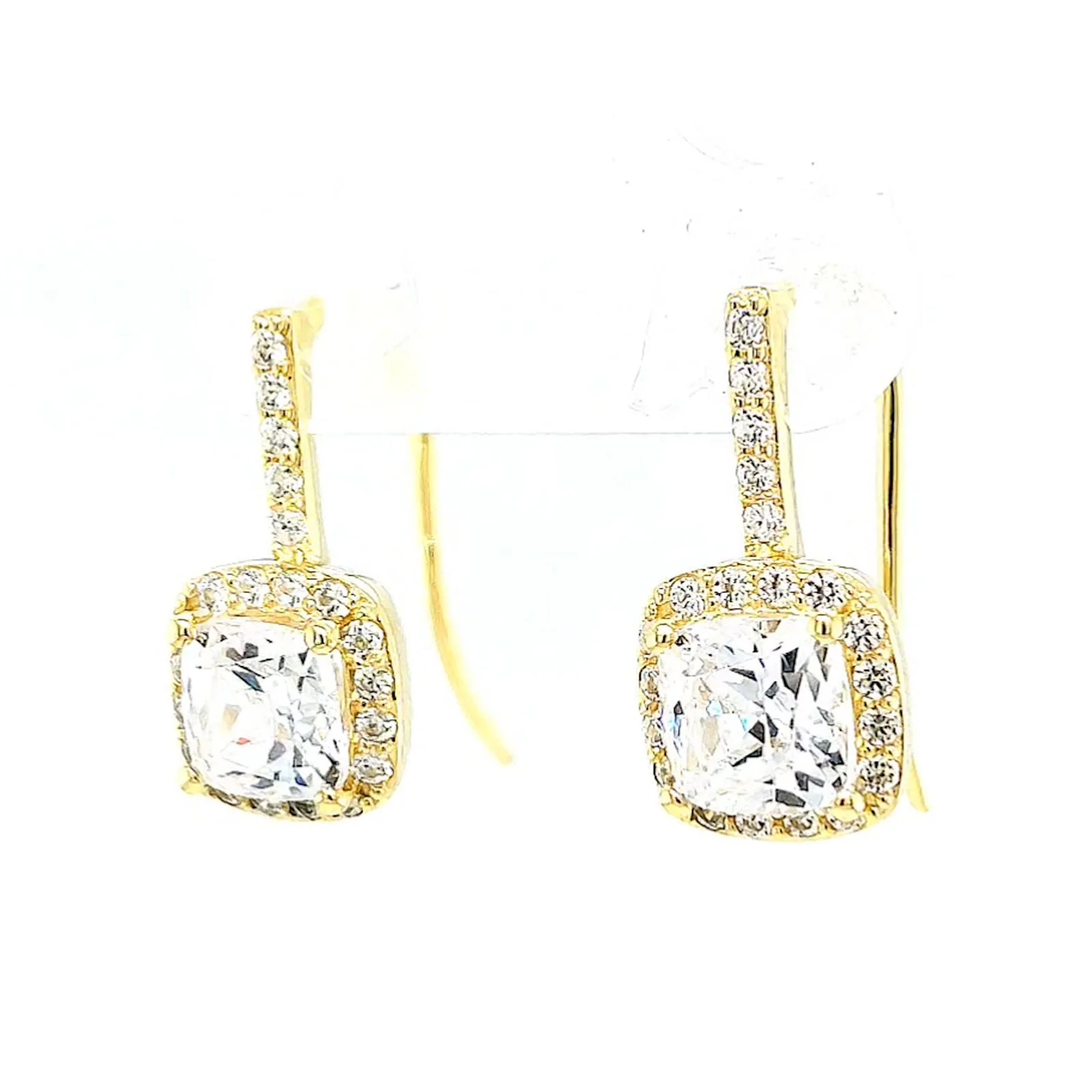 HUSH 9ct Yellow Gold Cushion & Round Brilliant Cut with 2.40 CARAT tw of Diamond Simulants Drop Earrings - Image 8