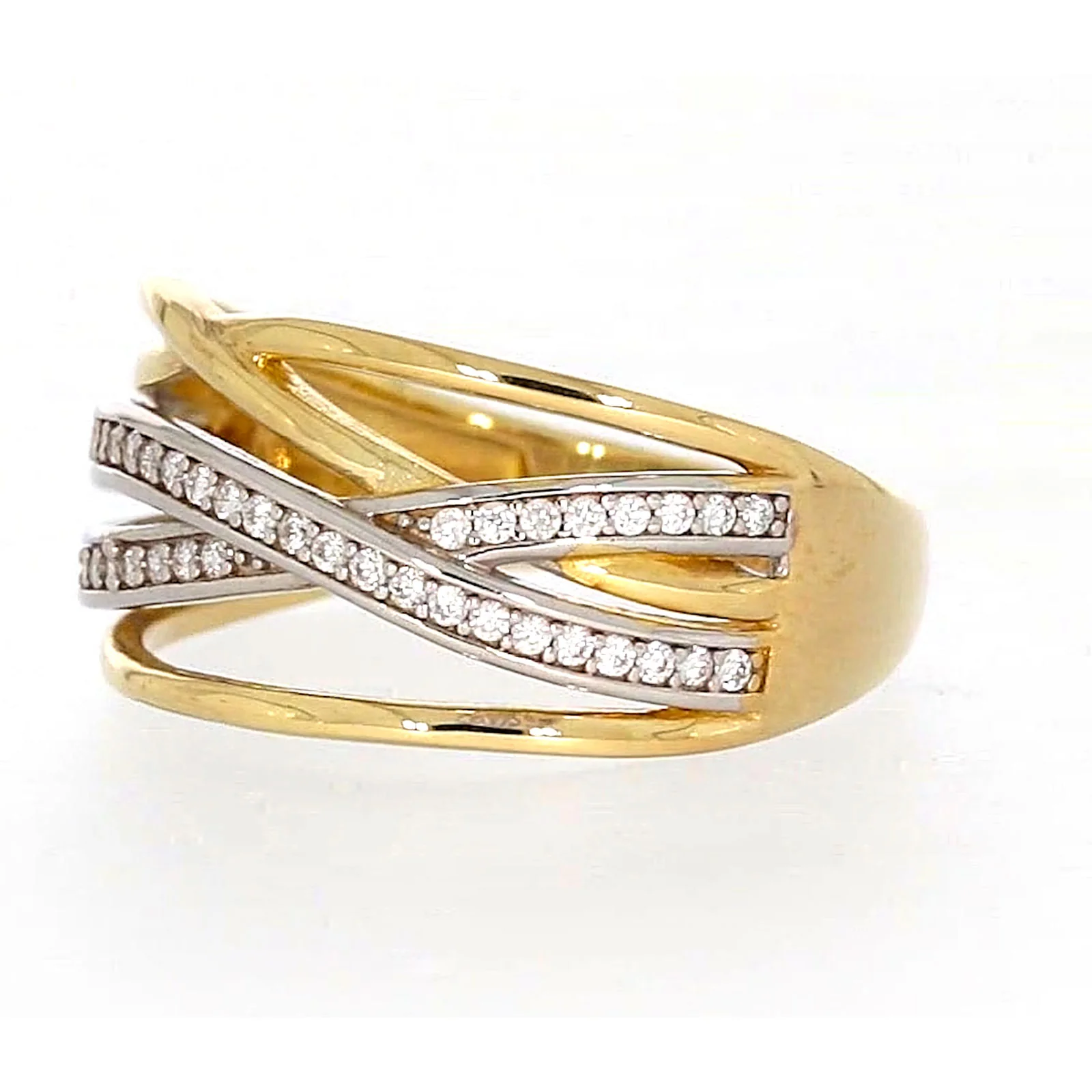 9ct Yellow Gold Cubic Zirconia Crossover Ring - Image 10