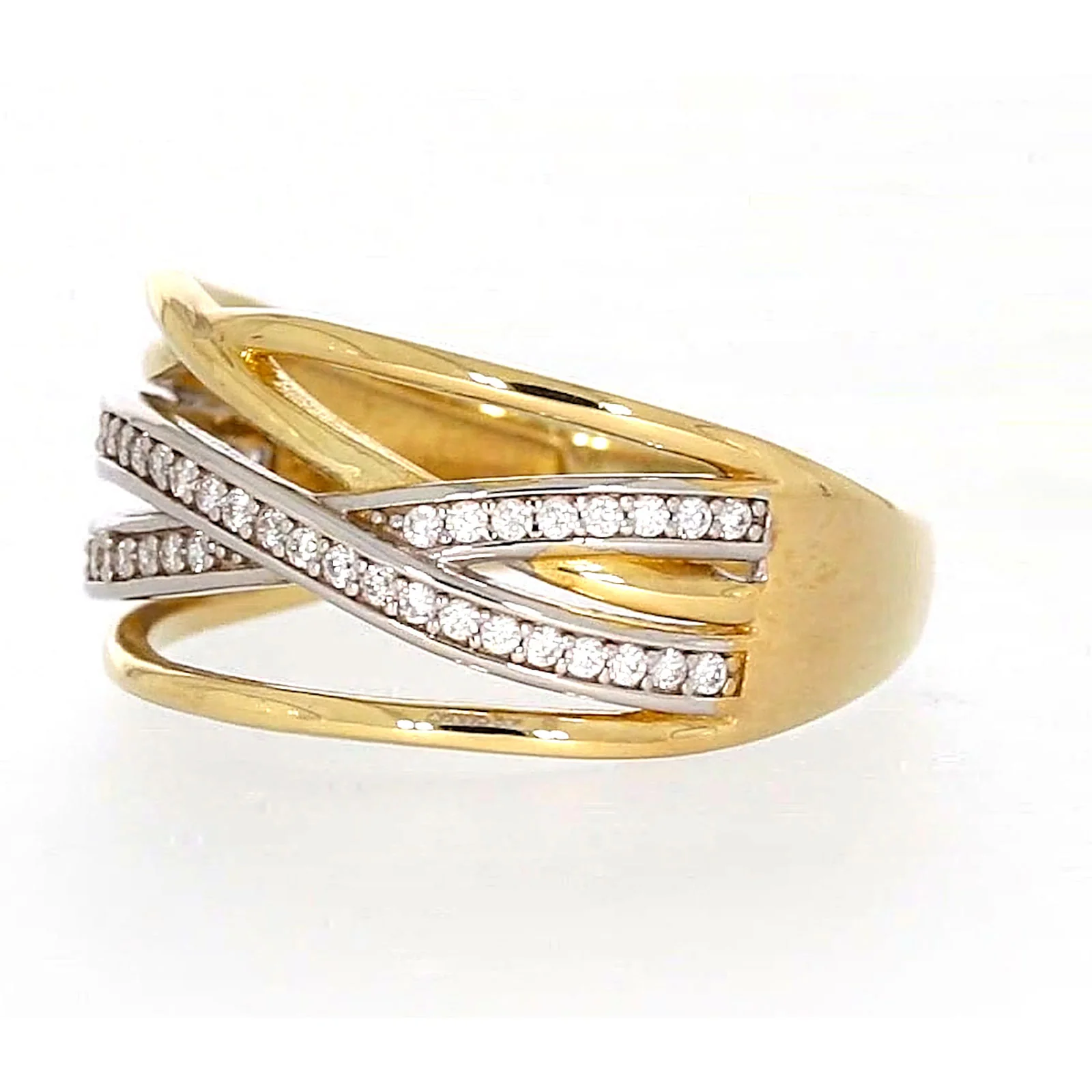 9ct Yellow Gold Cubic Zirconia Crossover Ring - Image 11