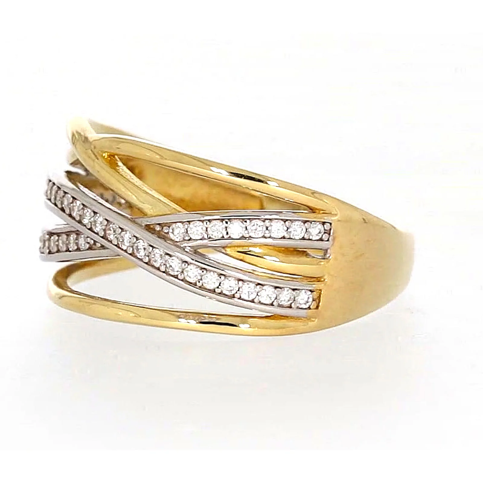 9ct Yellow Gold Cubic Zirconia Crossover Ring - Image 12