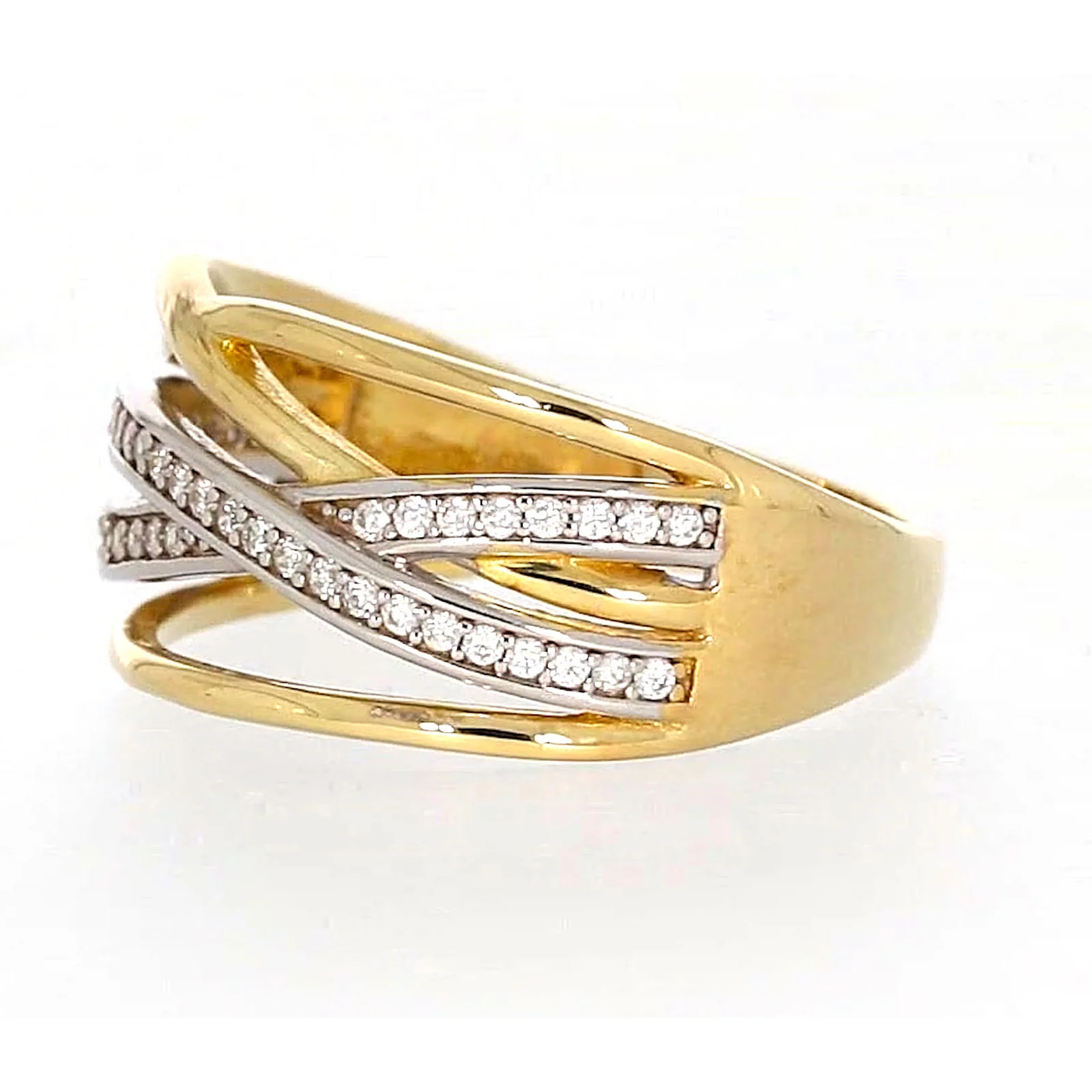 9ct Yellow Gold Cubic Zirconia Crossover Ring - Image 13