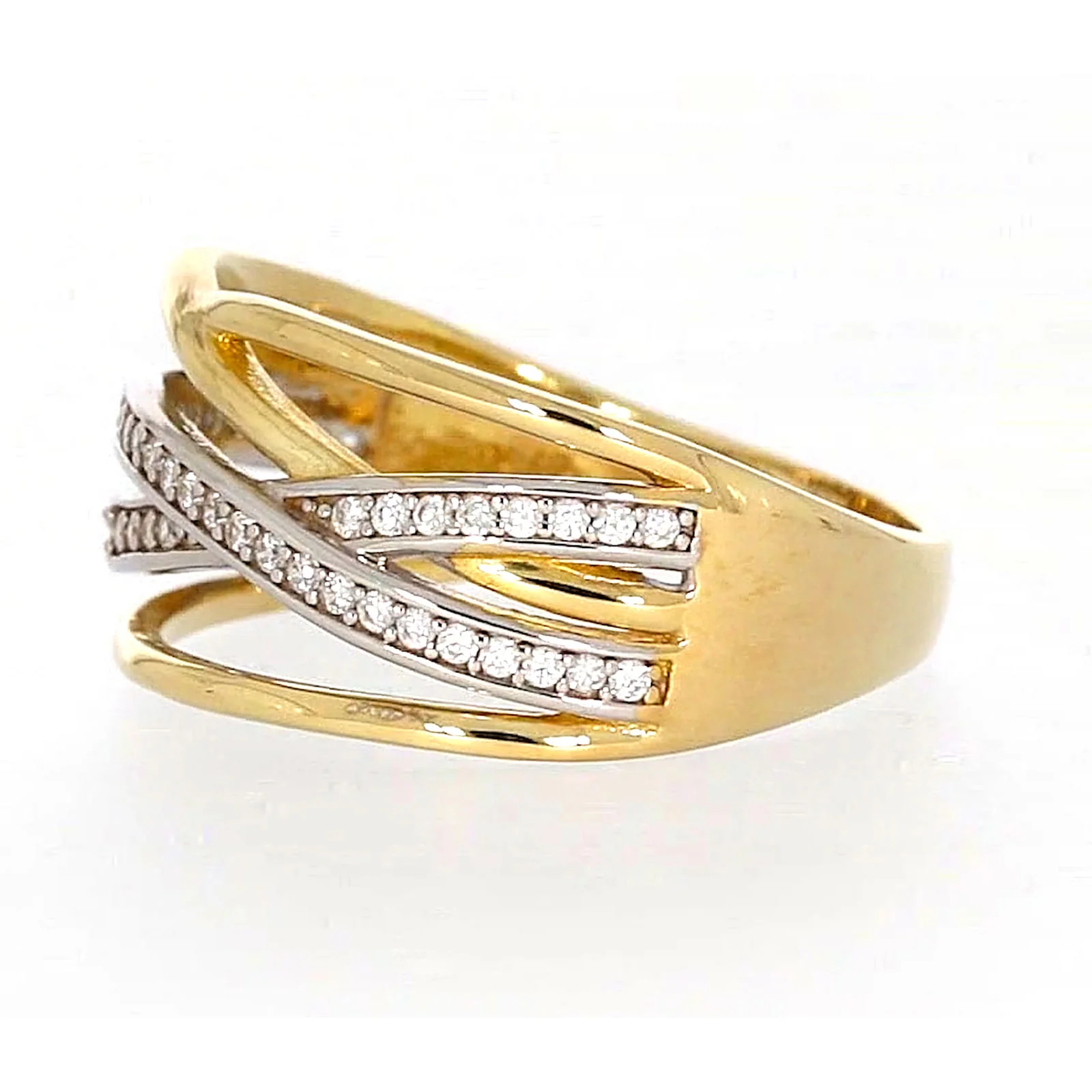 9ct Yellow Gold Cubic Zirconia Crossover Ring - Image 14