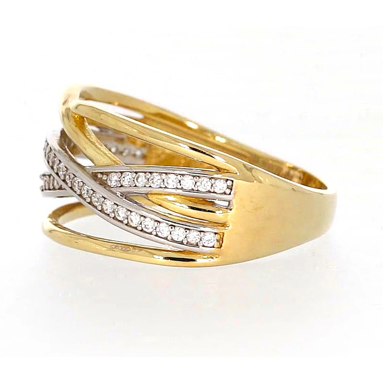 9ct Yellow Gold Cubic Zirconia Crossover Ring - Image 15