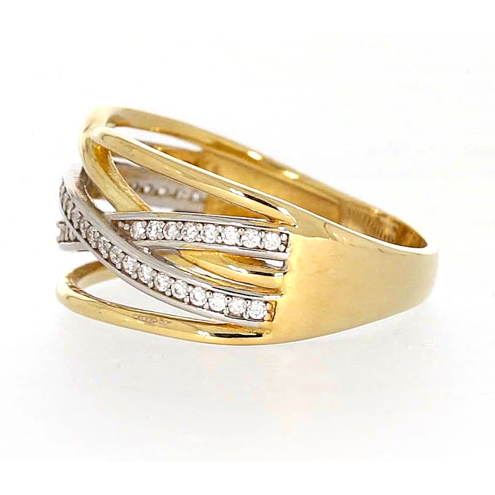 9ct Yellow Gold Cubic Zirconia Crossover Ring - Image 16