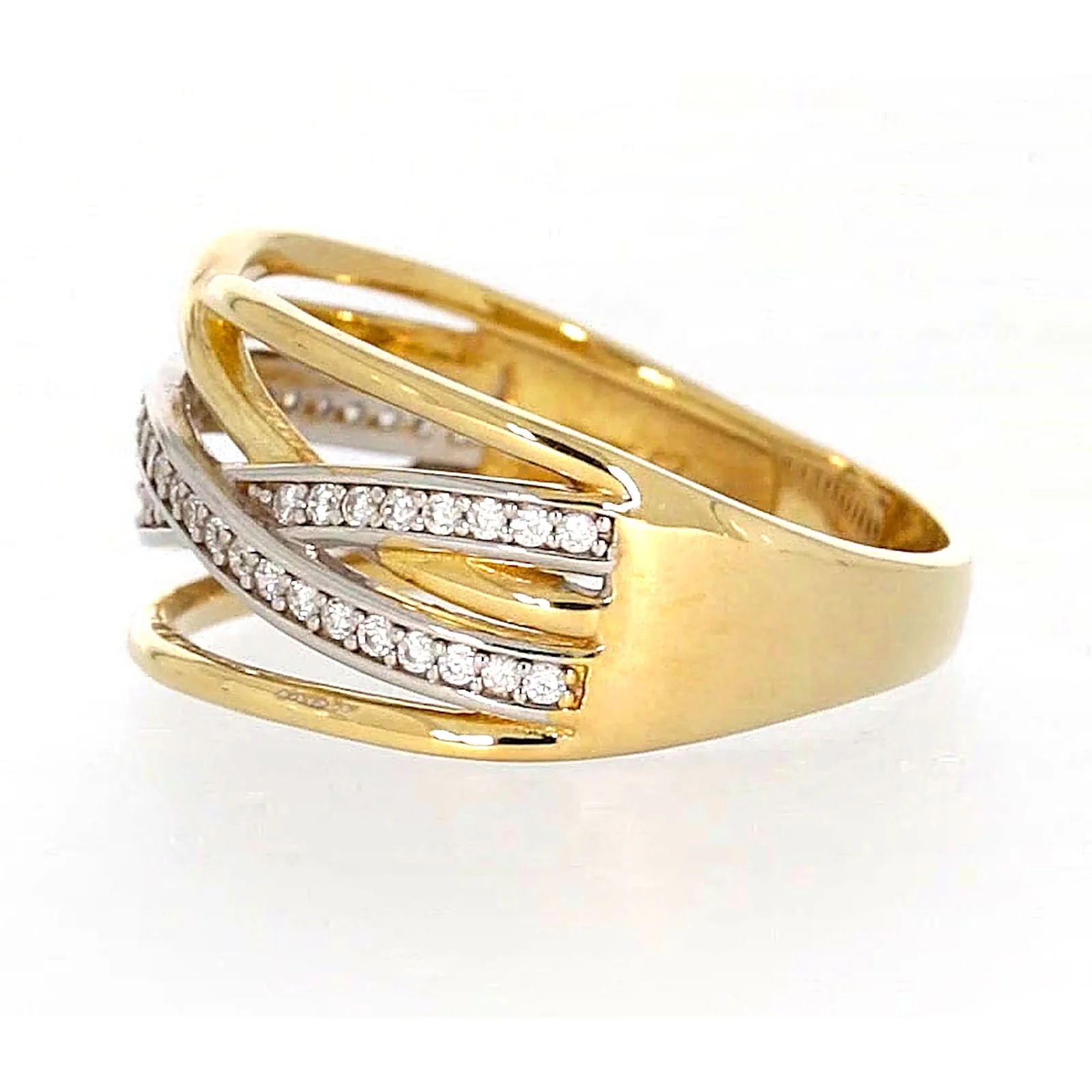9ct Yellow Gold Cubic Zirconia Crossover Ring - Image 17