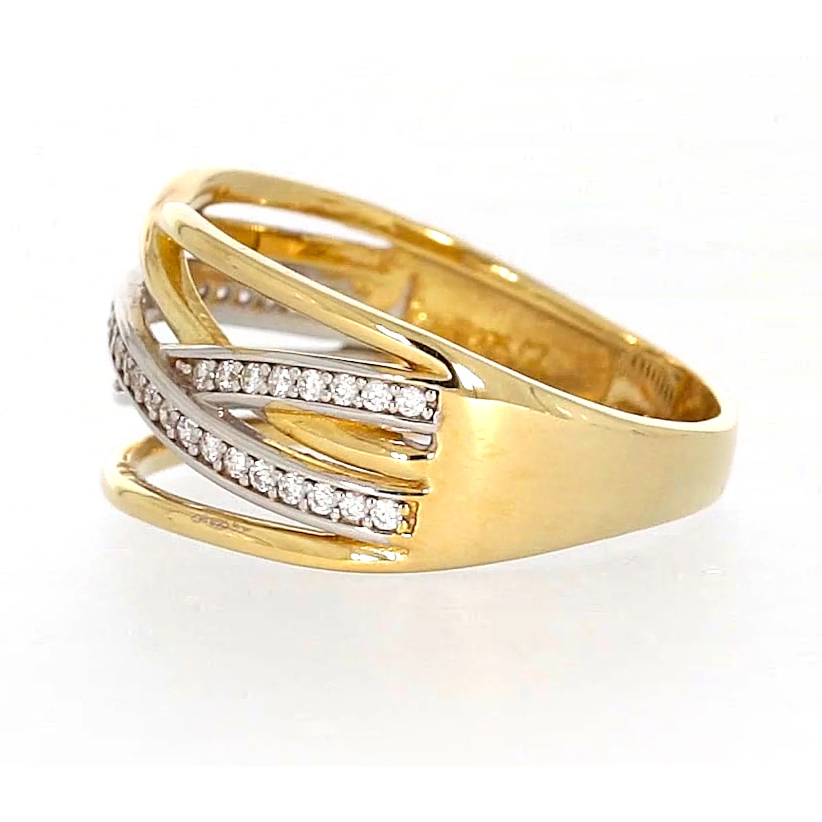 9ct Yellow Gold Cubic Zirconia Crossover Ring - Image 18