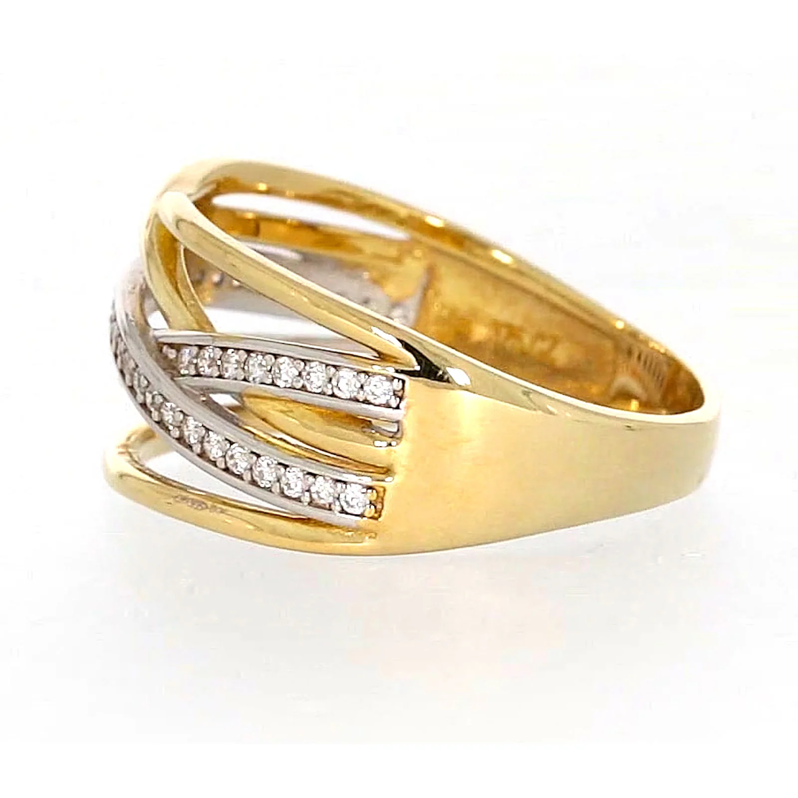 9ct Yellow Gold Cubic Zirconia Crossover Ring - Image 19