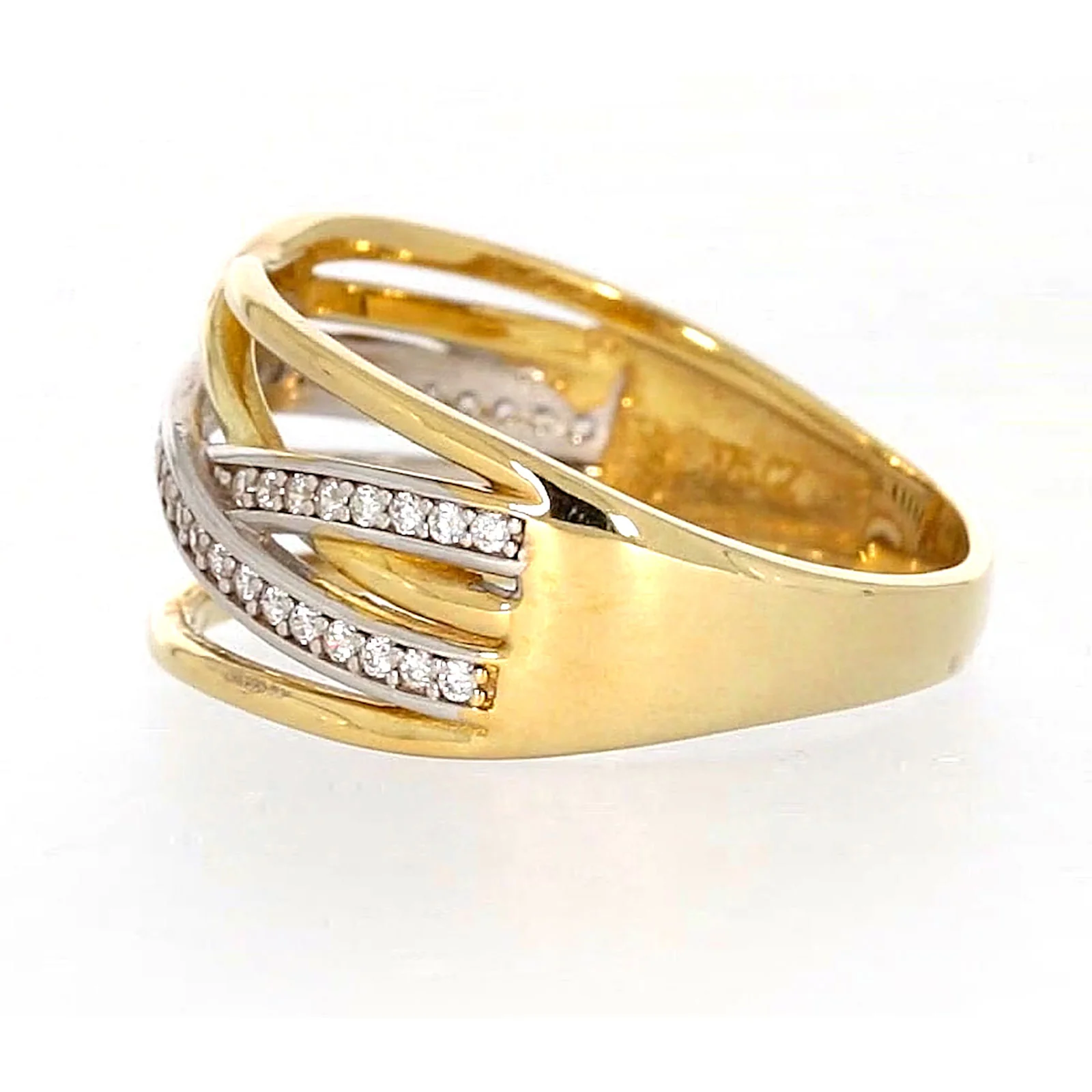 9ct Yellow Gold Cubic Zirconia Crossover Ring - Image 20
