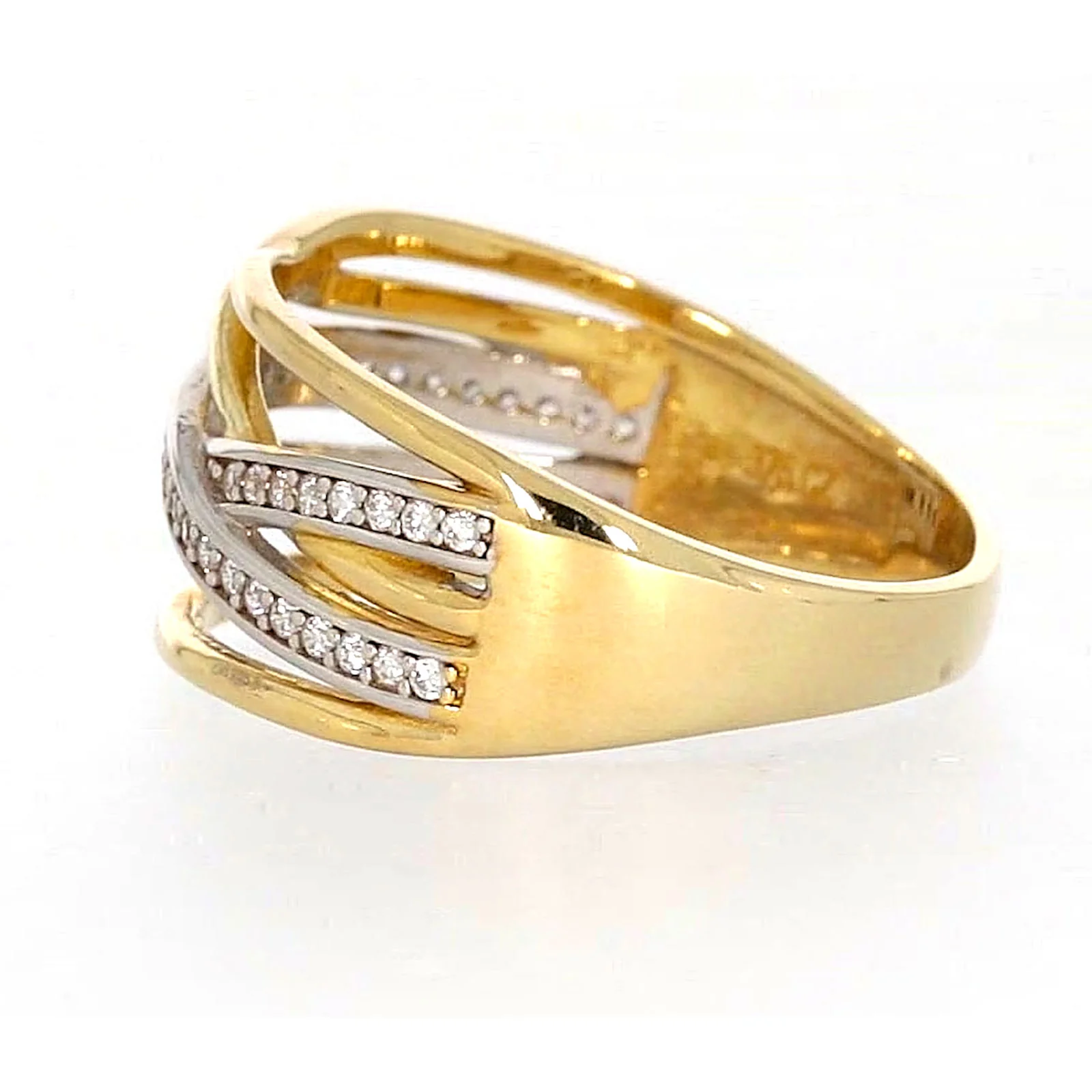 9ct Yellow Gold Cubic Zirconia Crossover Ring - Image 21