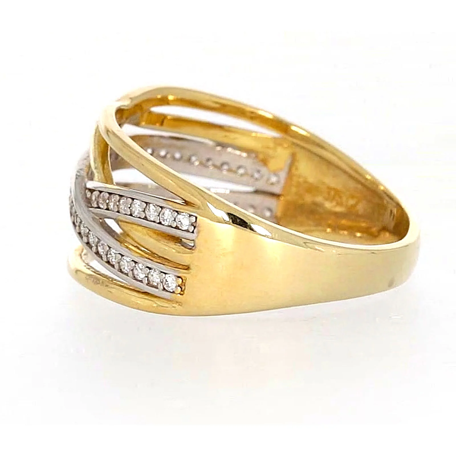 9ct Yellow Gold Cubic Zirconia Crossover Ring - Image 22