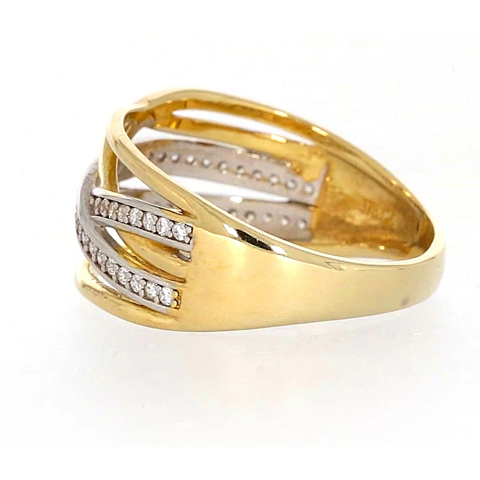 9ct Yellow Gold Cubic Zirconia Crossover Ring - Image 23