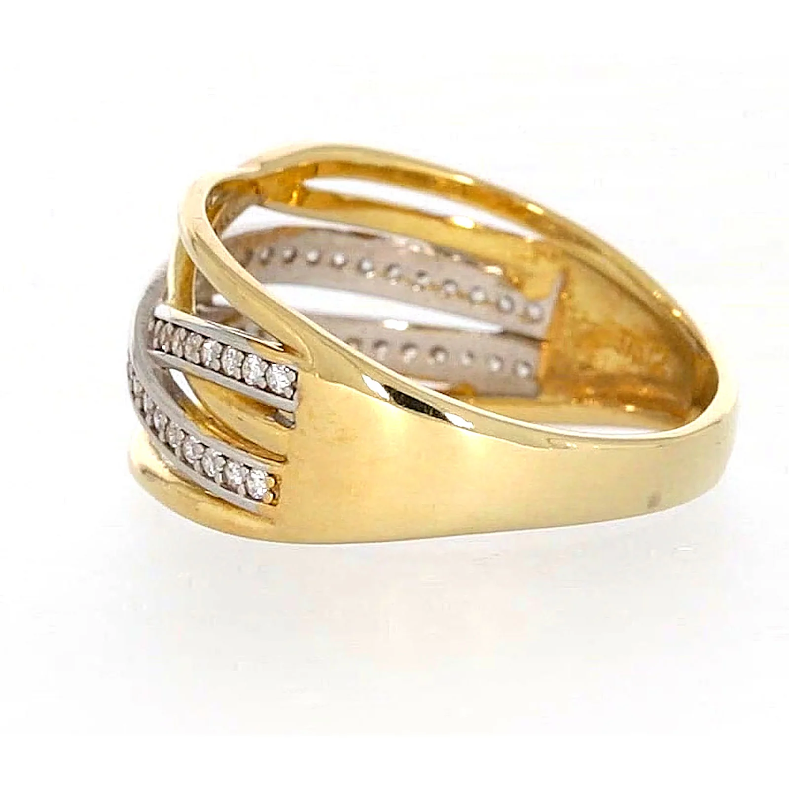 9ct Yellow Gold Cubic Zirconia Crossover Ring - Image 24