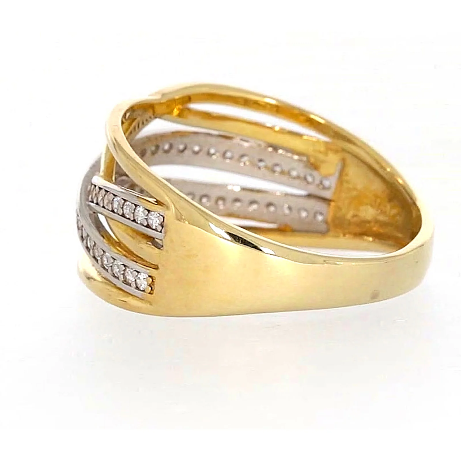 9ct Yellow Gold Cubic Zirconia Crossover Ring - Image 25