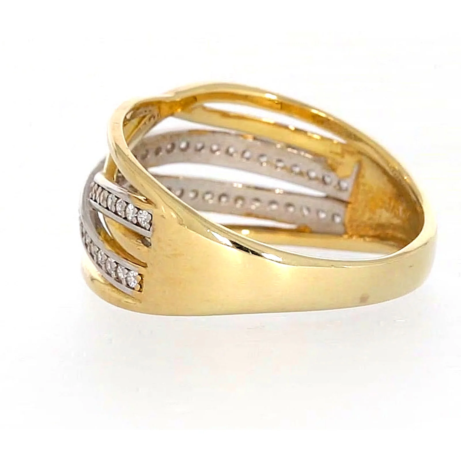 9ct Yellow Gold Cubic Zirconia Crossover Ring - Image 26