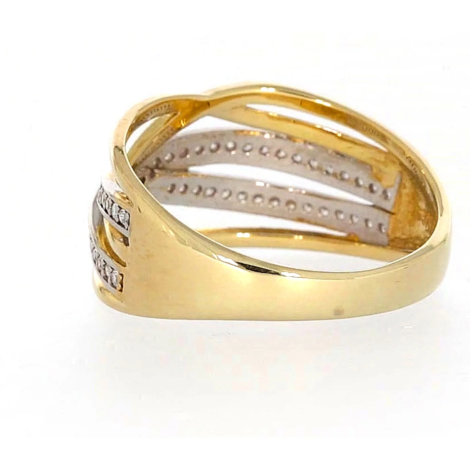 9ct Yellow Gold Cubic Zirconia Crossover Ring - Image 29