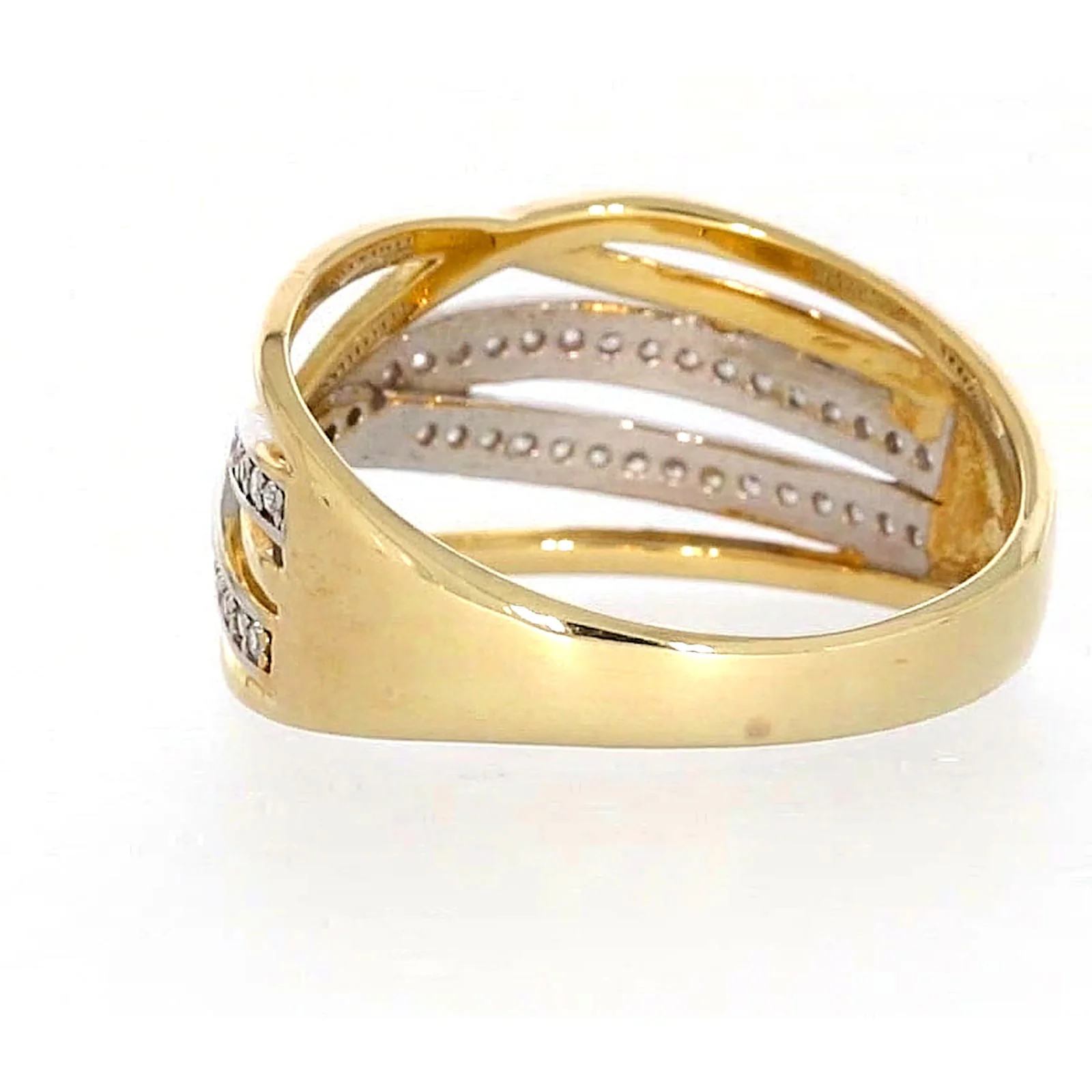 9ct Yellow Gold Cubic Zirconia Crossover Ring - Image 30