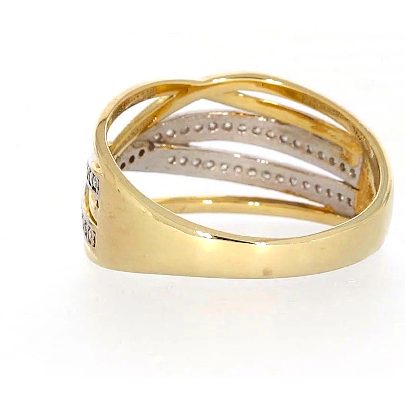 9ct Yellow Gold Cubic Zirconia Crossover Ring - Image 31