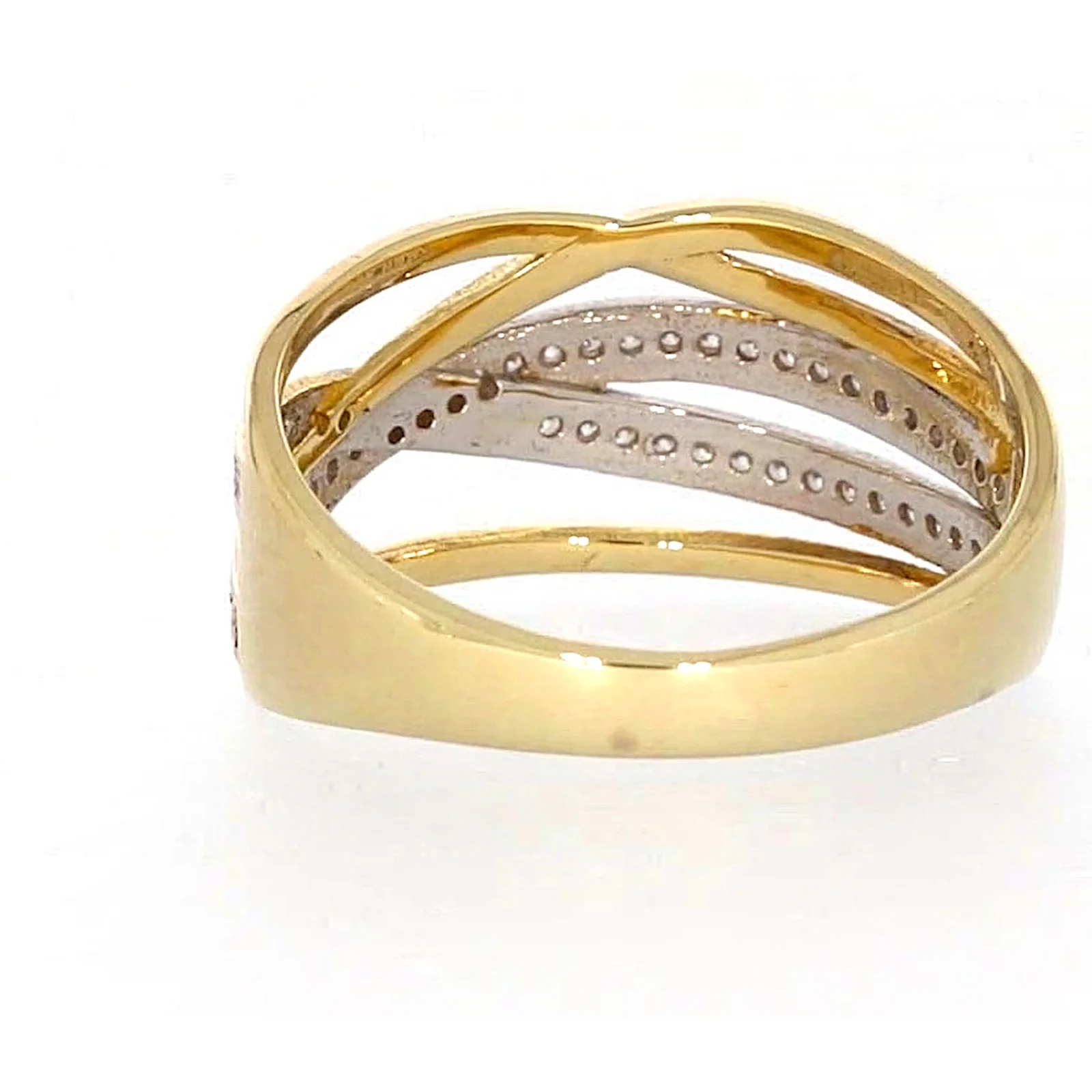9ct Yellow Gold Cubic Zirconia Crossover Ring - Image 34
