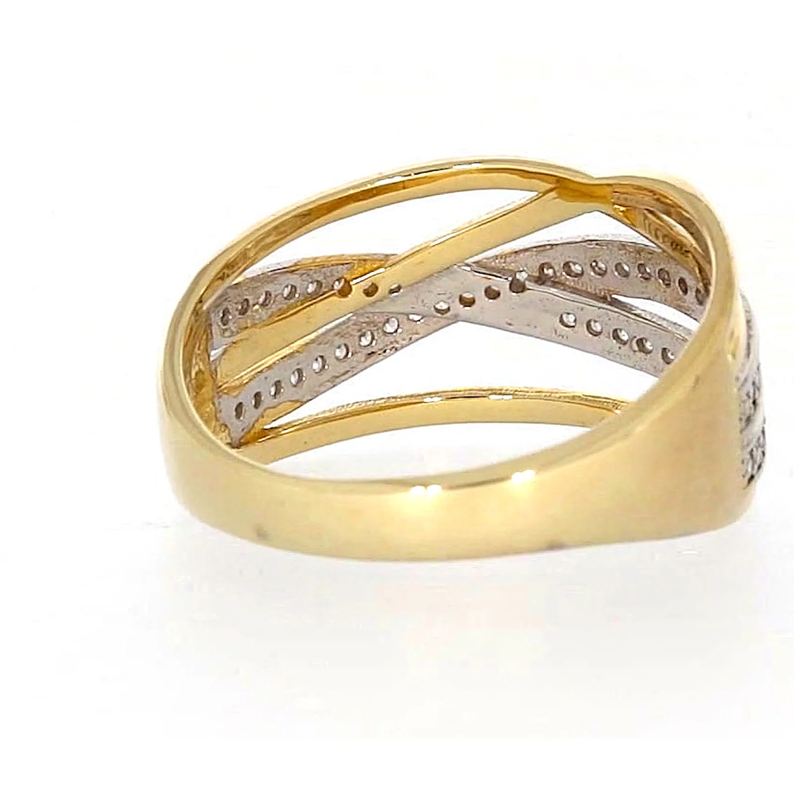 9ct Yellow Gold Cubic Zirconia Crossover Ring - Image 42