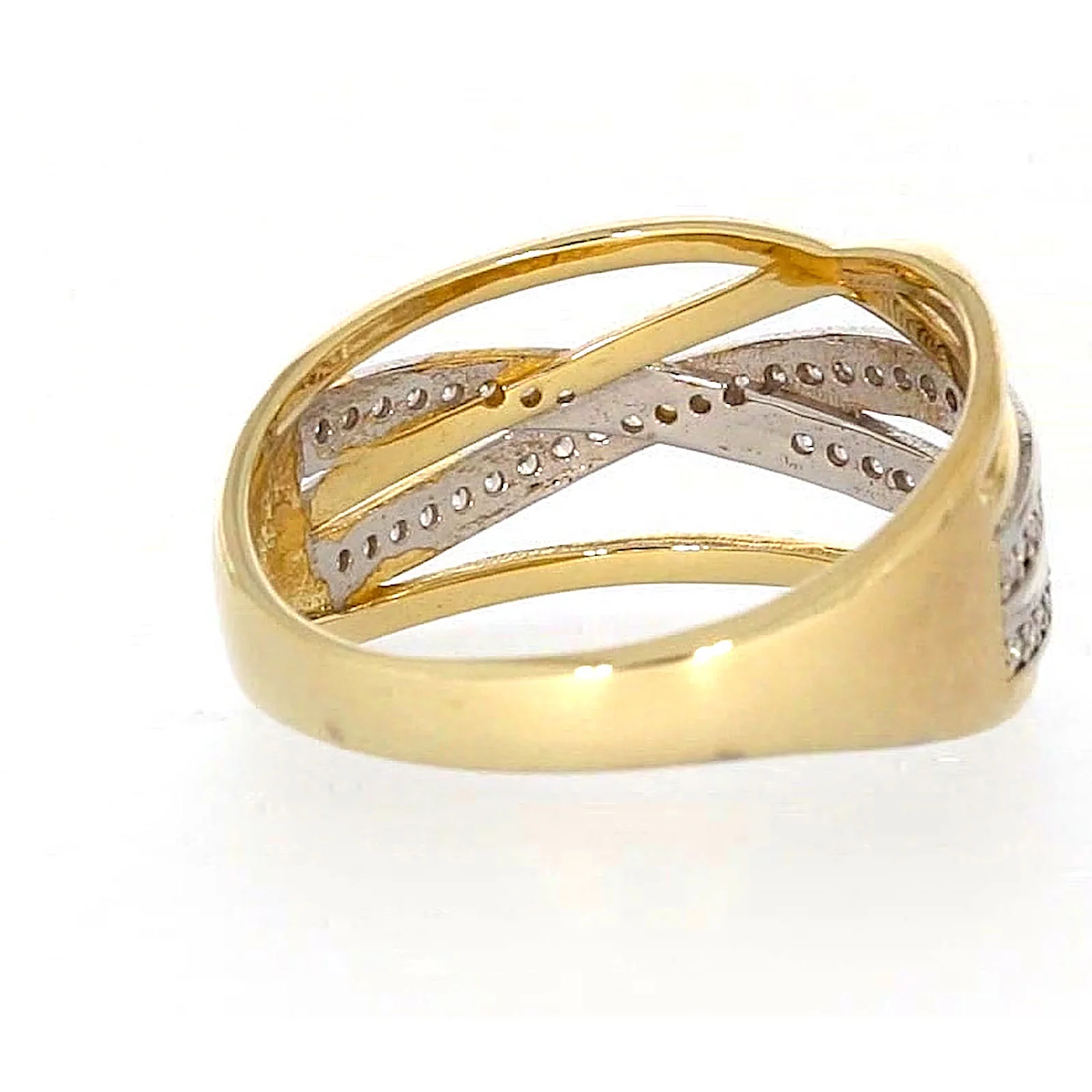 9ct Yellow Gold Cubic Zirconia Crossover Ring - Image 43