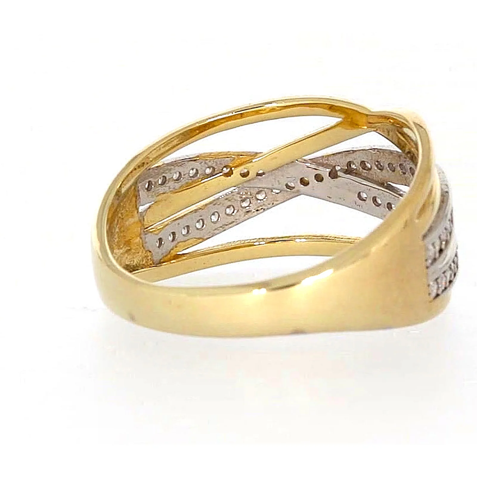 9ct Yellow Gold Cubic Zirconia Crossover Ring - Image 44