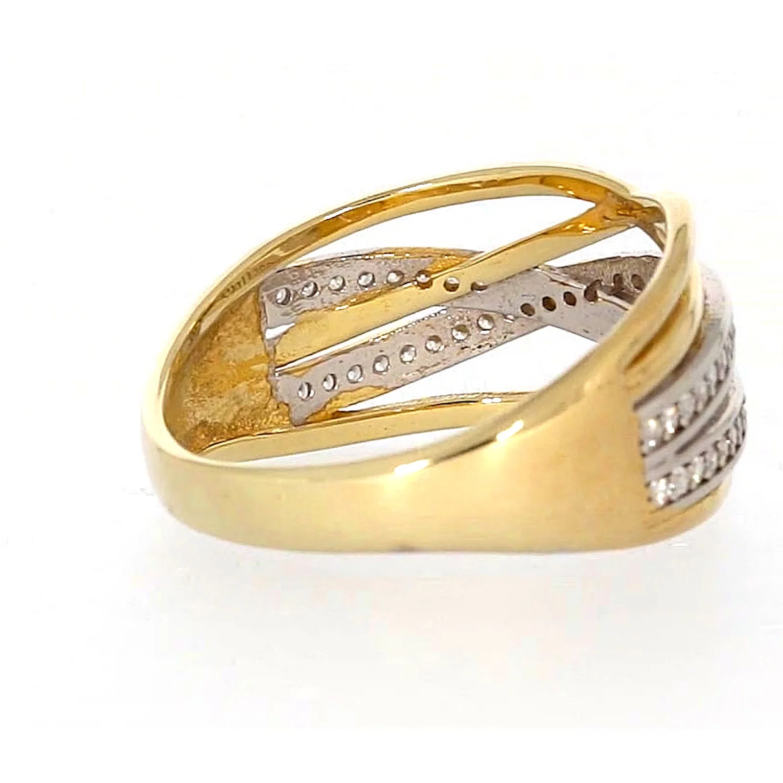 9ct Yellow Gold Cubic Zirconia Crossover Ring - Image 47