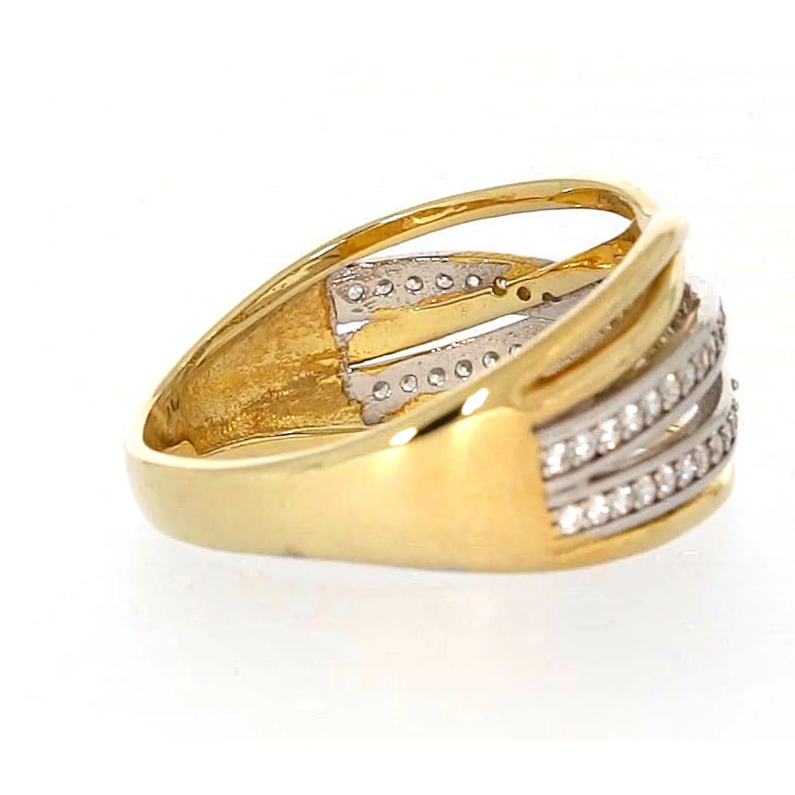 9ct Yellow Gold Cubic Zirconia Crossover Ring - Image 51