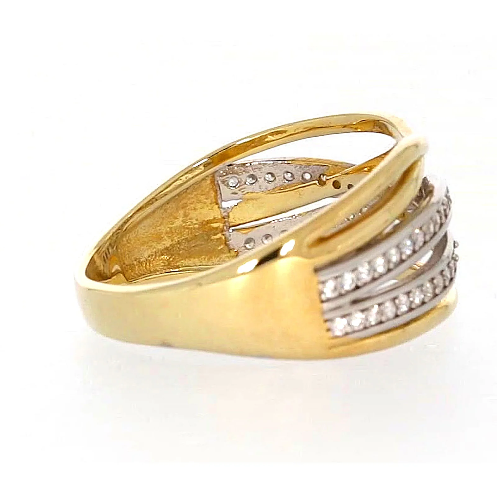 9ct Yellow Gold Cubic Zirconia Crossover Ring - Image 52