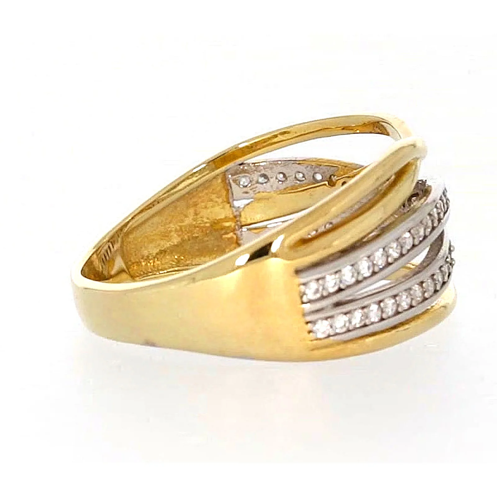 9ct Yellow Gold Cubic Zirconia Crossover Ring - Image 53