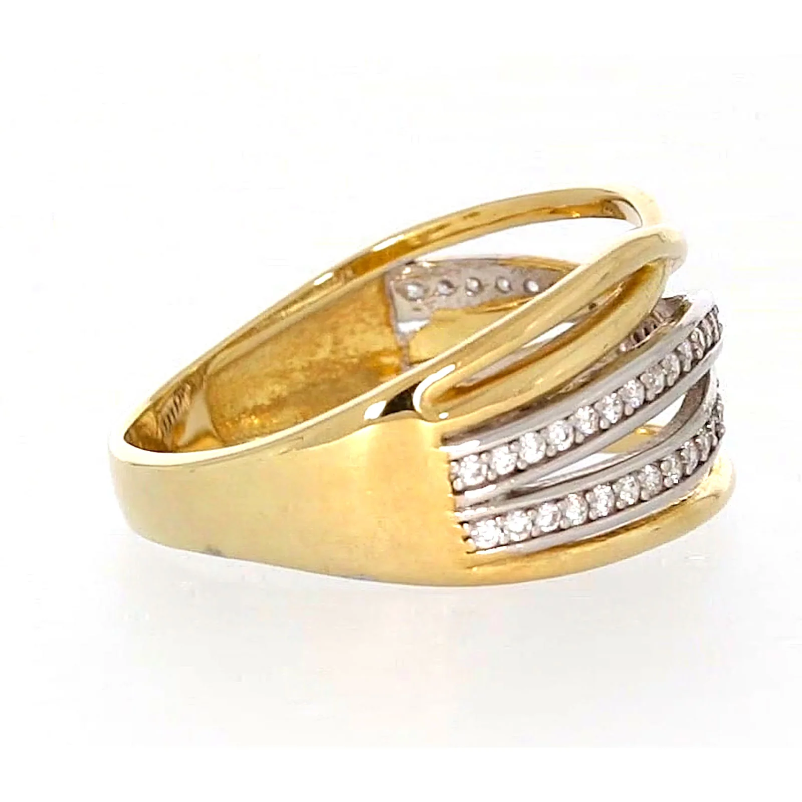 9ct Yellow Gold Cubic Zirconia Crossover Ring - Image 54