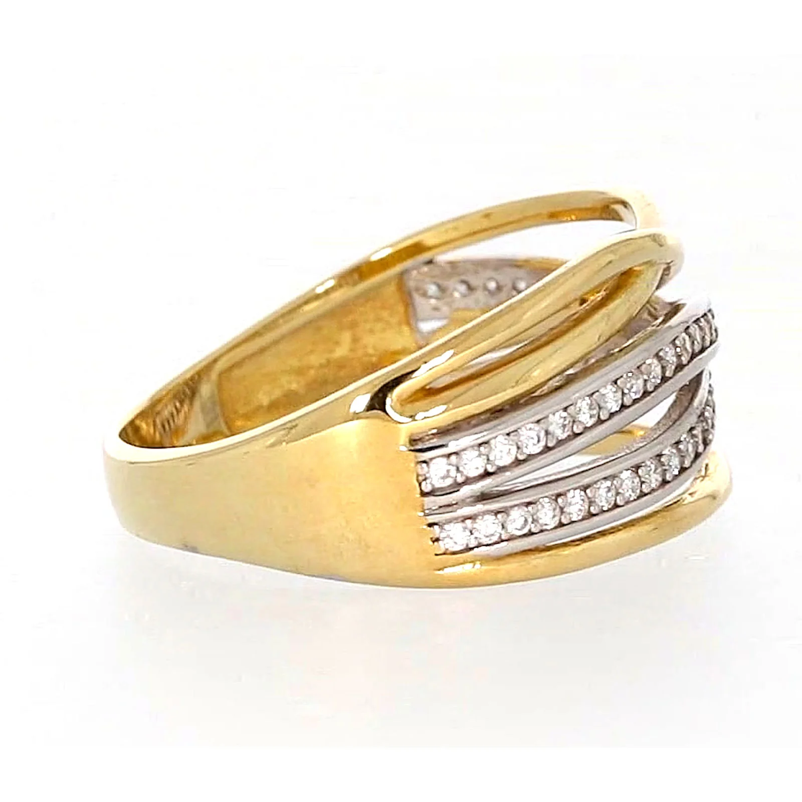 9ct Yellow Gold Cubic Zirconia Crossover Ring - Image 55
