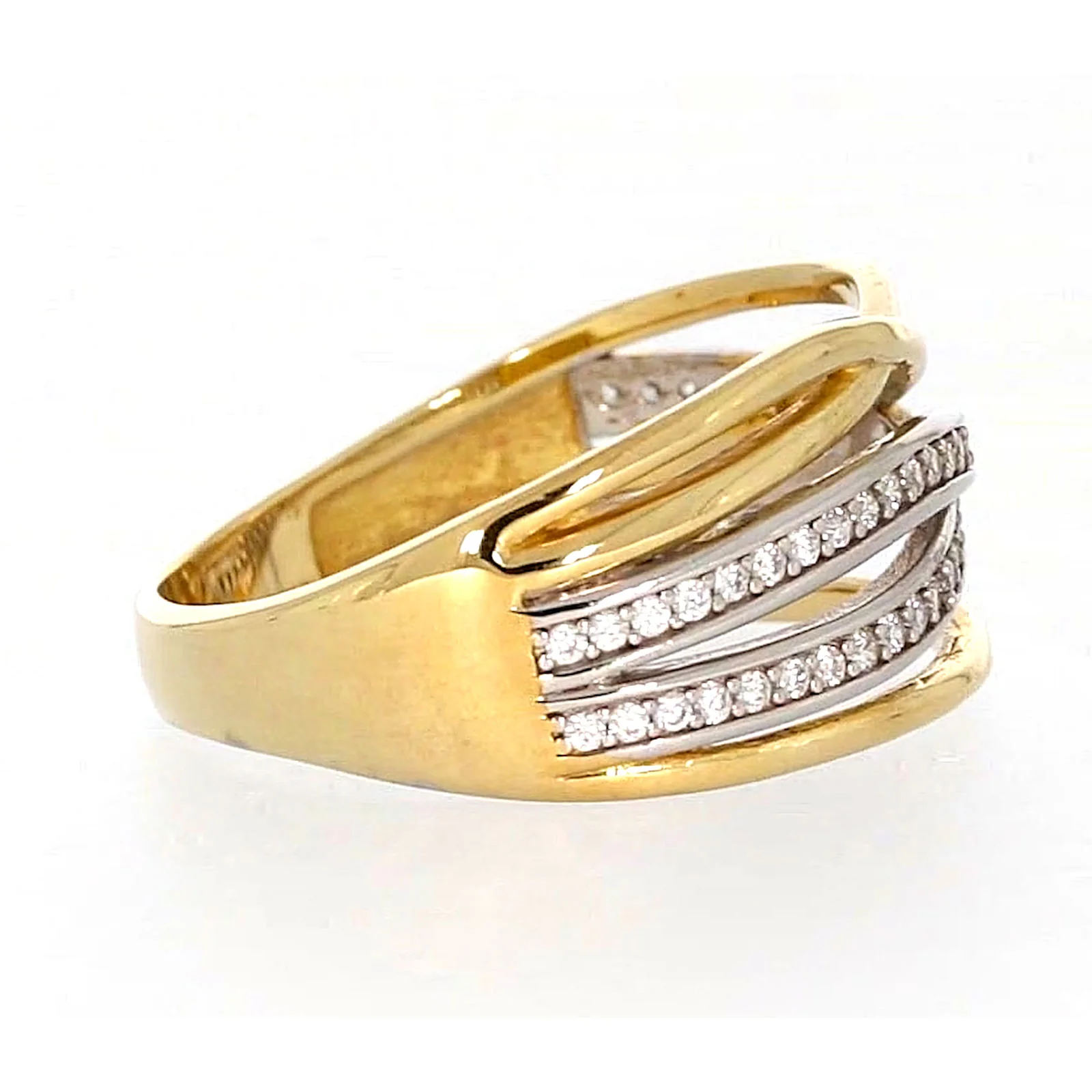 9ct Yellow Gold Cubic Zirconia Crossover Ring - Image 56