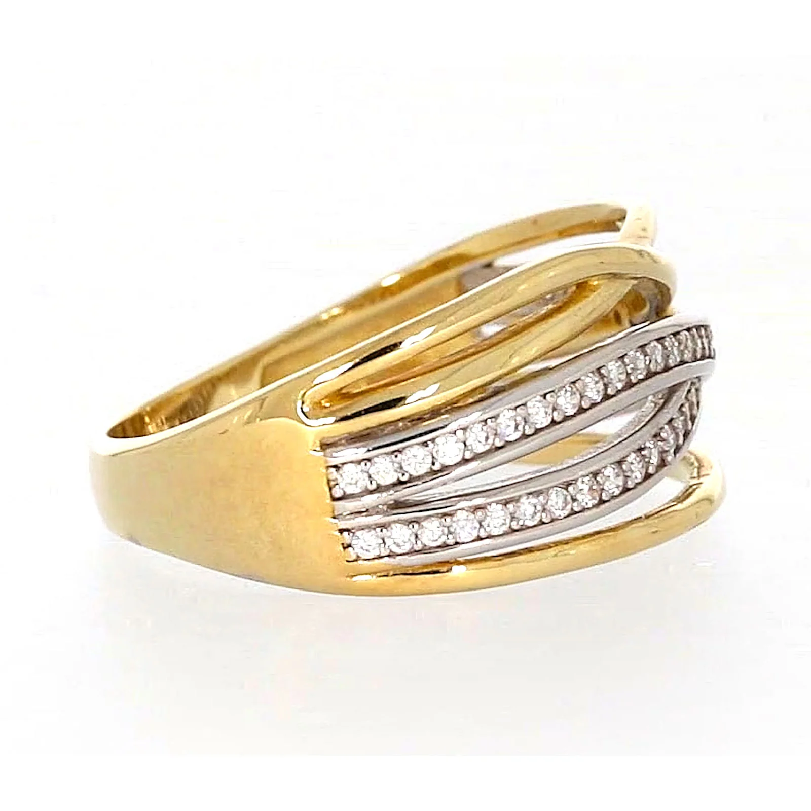 9ct Yellow Gold Cubic Zirconia Crossover Ring - Image 58