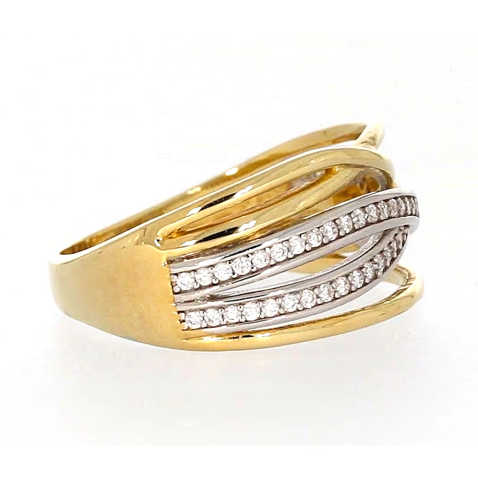 9ct Yellow Gold Cubic Zirconia Crossover Ring - Image 59