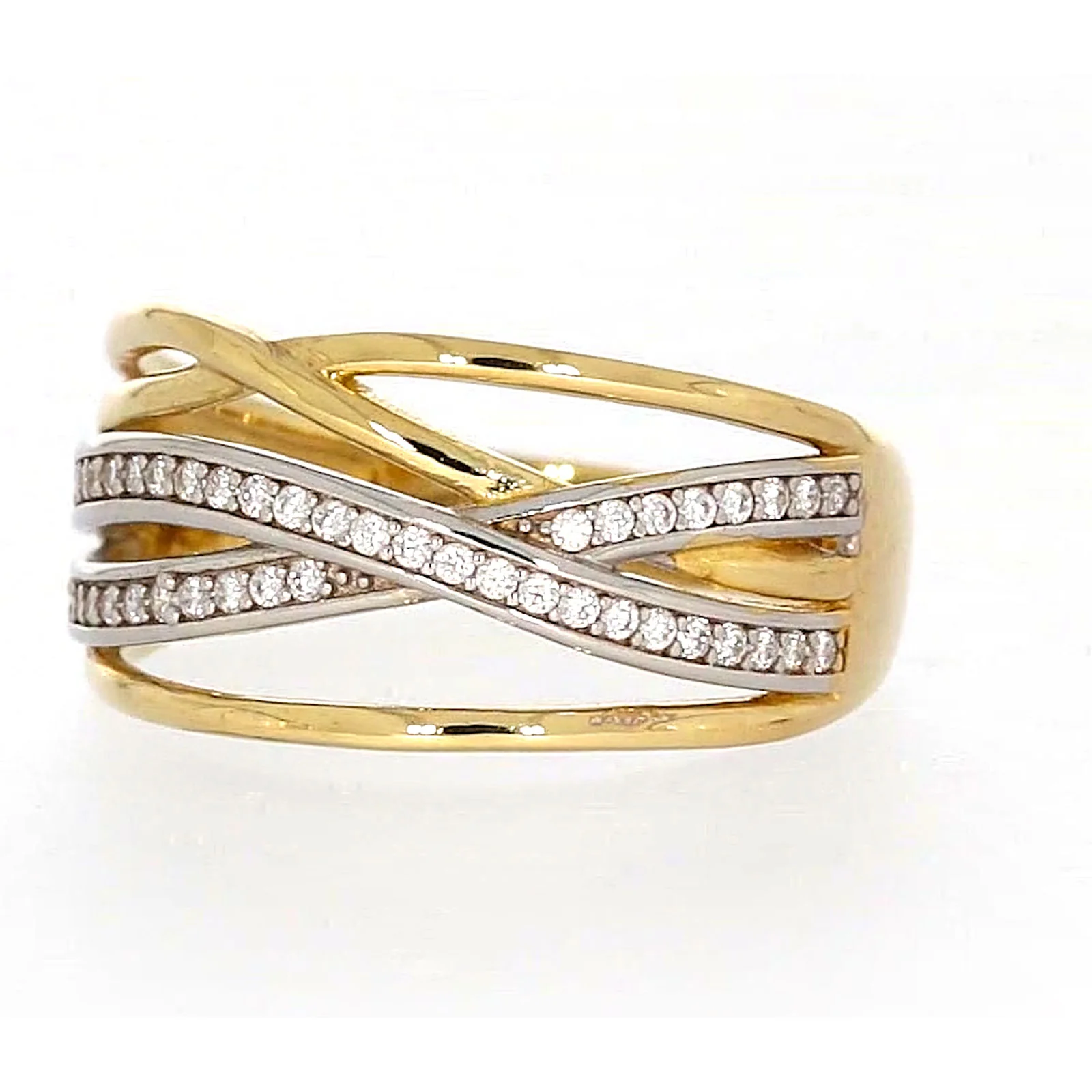 9ct Yellow Gold Cubic Zirconia Crossover Ring - Image 6