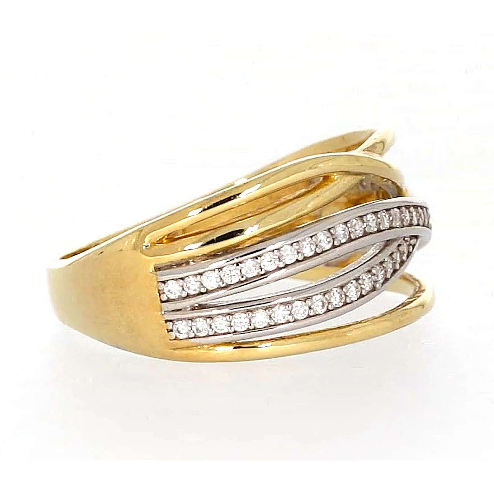 9ct Yellow Gold Cubic Zirconia Crossover Ring - Image 60
