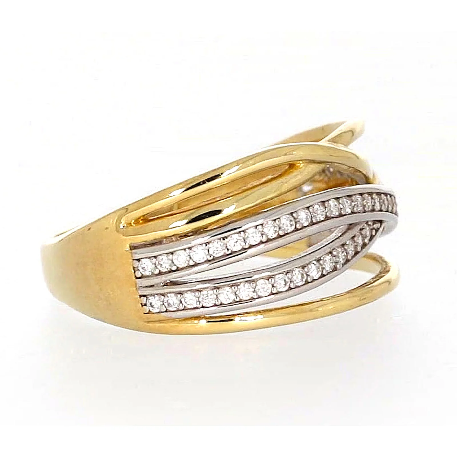 9ct Yellow Gold Cubic Zirconia Crossover Ring - Image 61